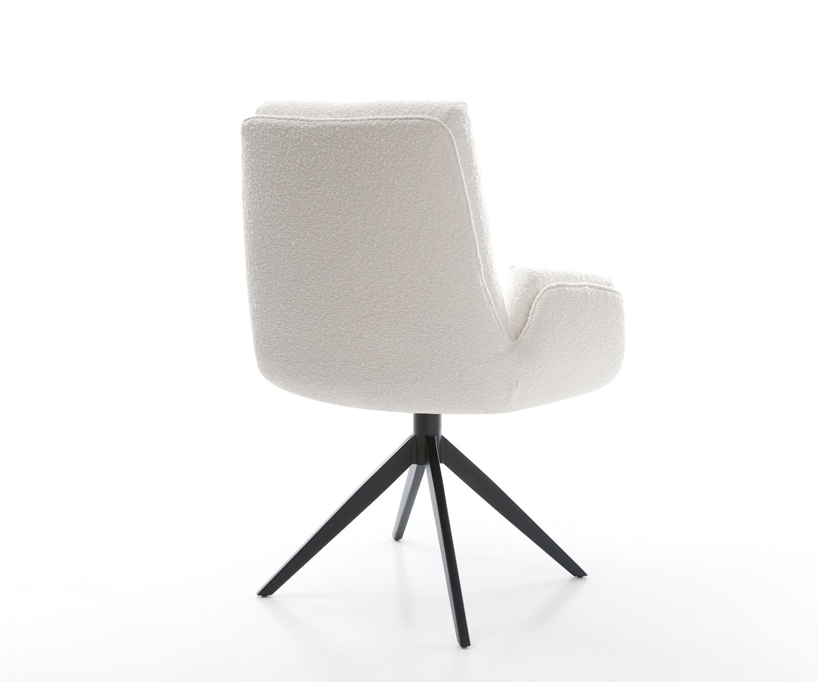 Drehstuhl Clea-Flex Bouclé Creme-Weiß Kreuzgestell breit Schwarz 360° drehbar Wippfunktion 4