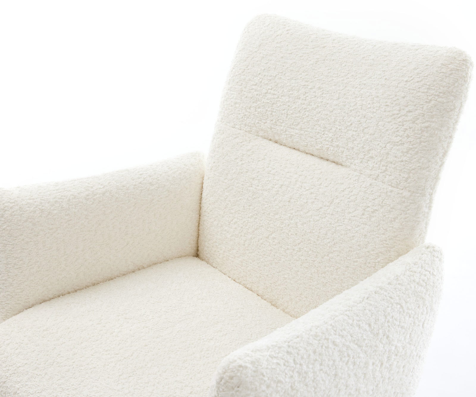 Drehstuhl Jova-Flex mit Armlehnen Bouclé Weiß Kreuzgestell konisch Edelstahl 180° drehbar Taschenfederkern 4