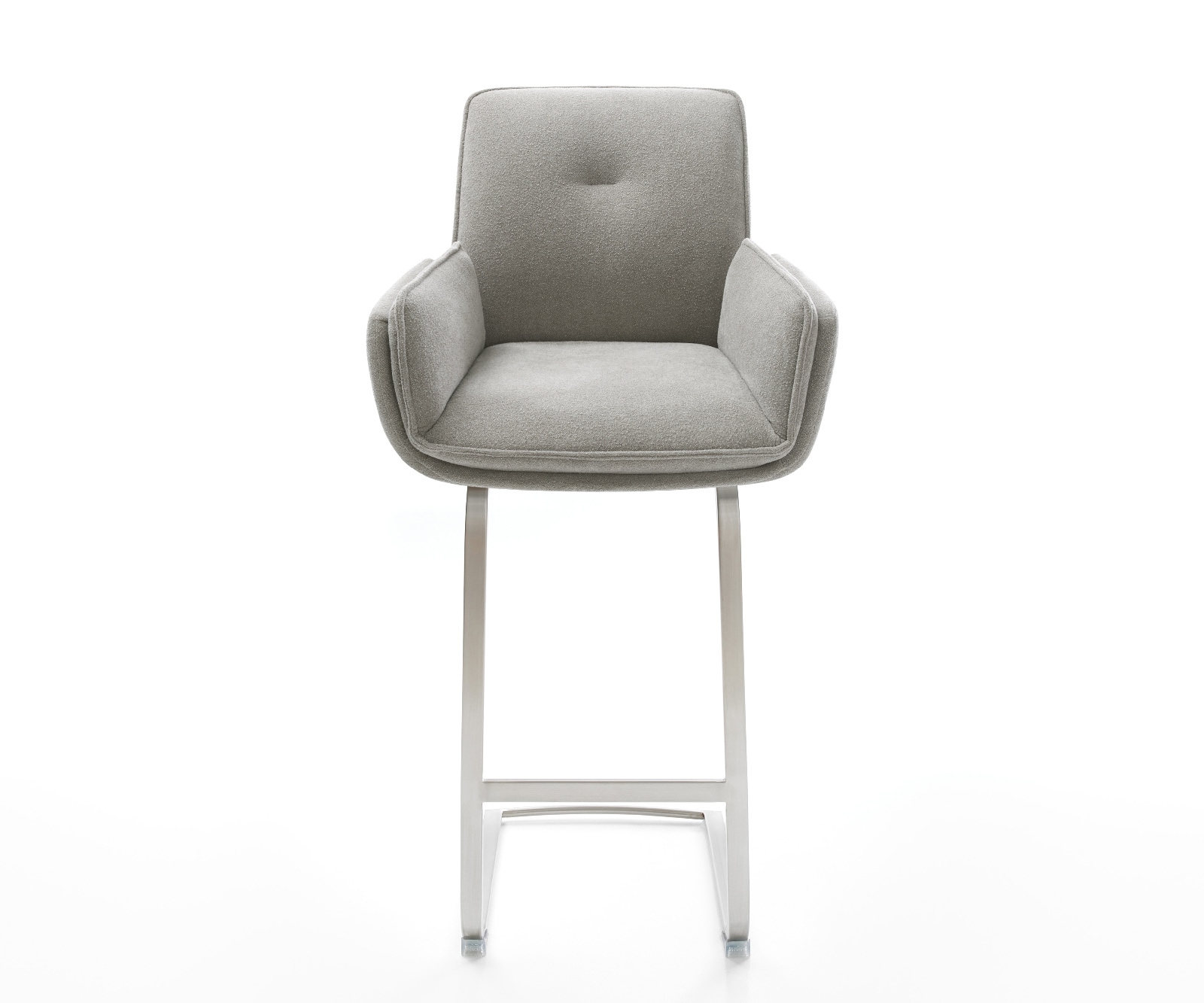 Barstuhl Nela-Flex Strukturstoff Soft Grau Freischwinger Flach Edelstahl Silberfarben 2