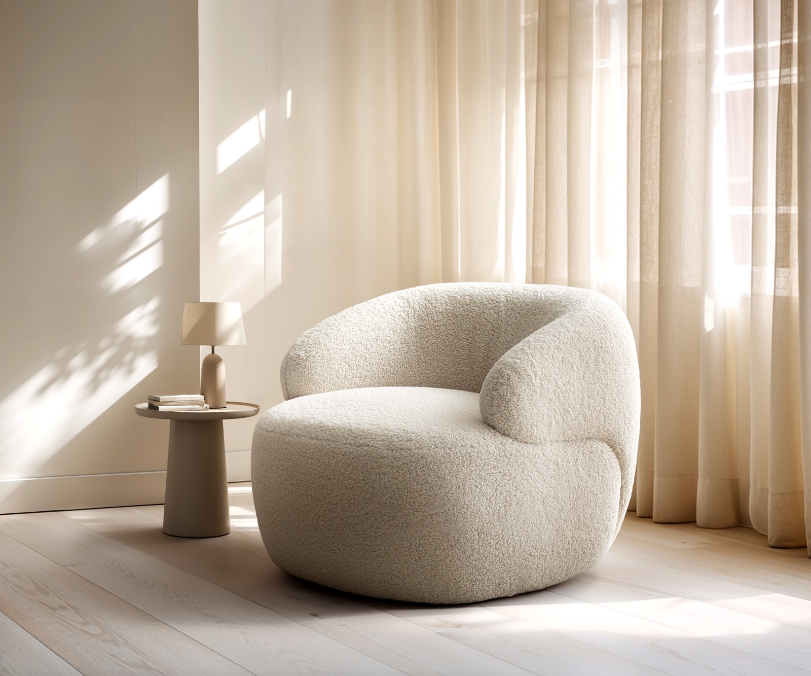Loungesessel Nova 88x88 cm Teddystoff Beige