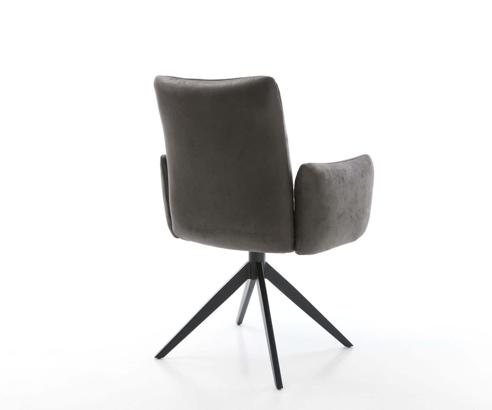 Drehstuhl Jova-Flex mit Armlehnen Mikrofaser Anthrazit Vintage Kreuzgestell breit Schwarz 360° drehbar Wippfunktion Taschenfederkern 4