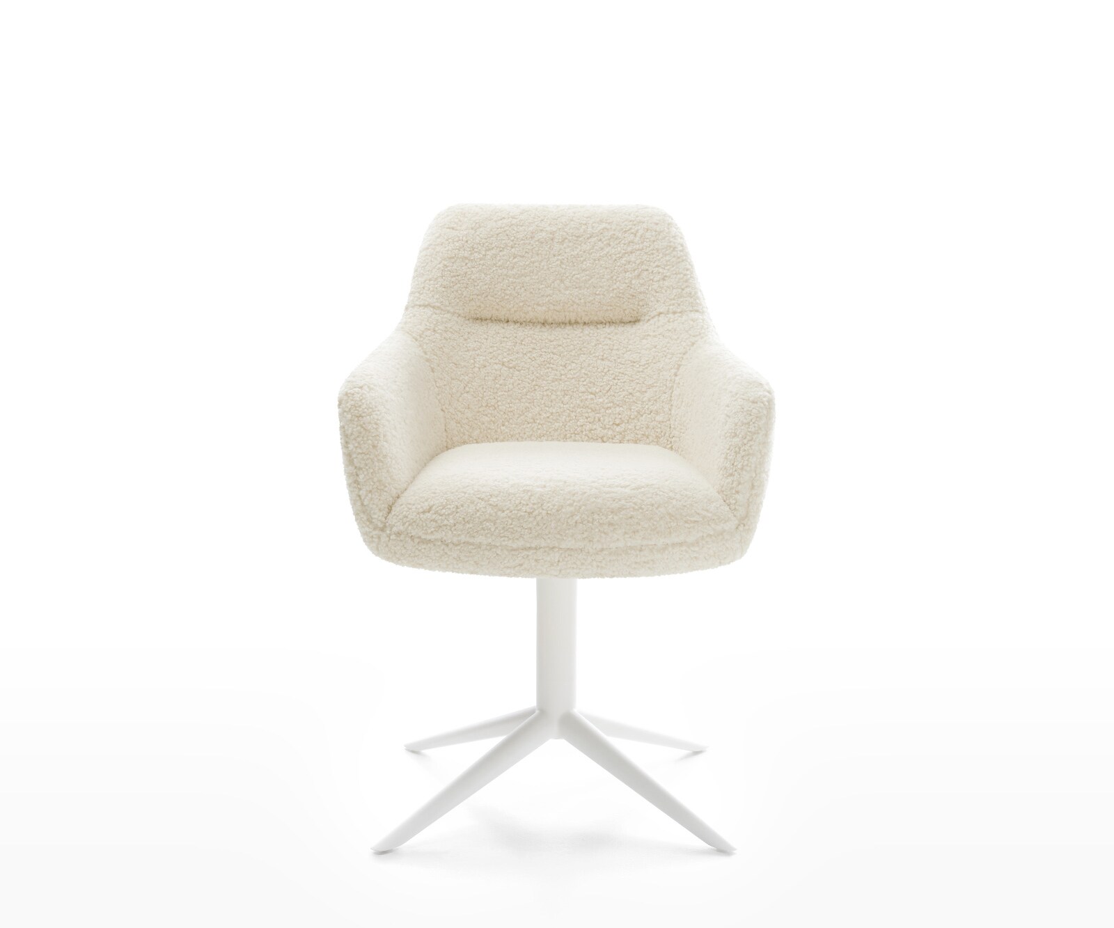 Drehstuhl Pejo-Flex Teddystoff Beige Fußkreuz Weiß 360° drehbar Wippfunktion Taschenfederkern 2