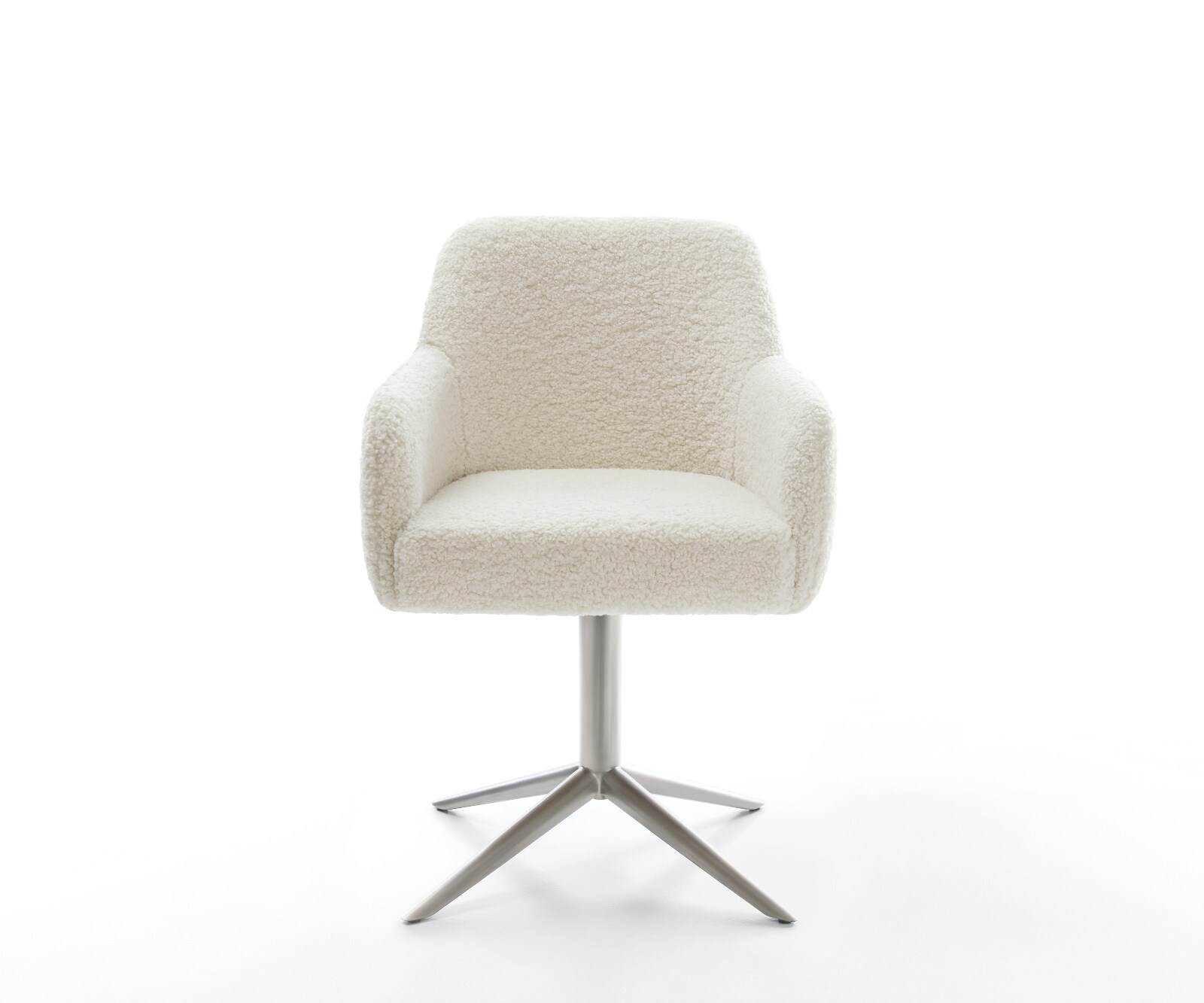 Drehstuhl Greg-Flex Teddystoff Beige Fußkreuz Edelstahl 360° drehbar Wippfunktion Taschenfederkern 2