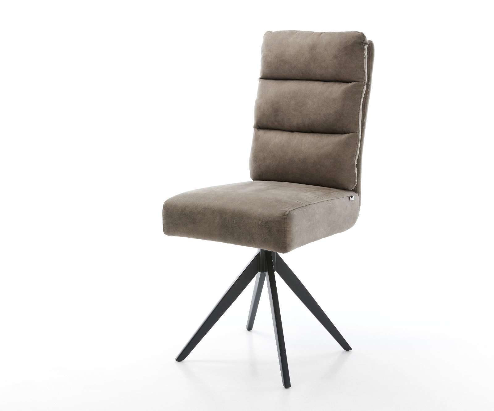 Esszimmerstuhl Pela-Flex Mikrofaser Taupe Vintage Kreuzgestell kantig Schwarz Taschenfederkern