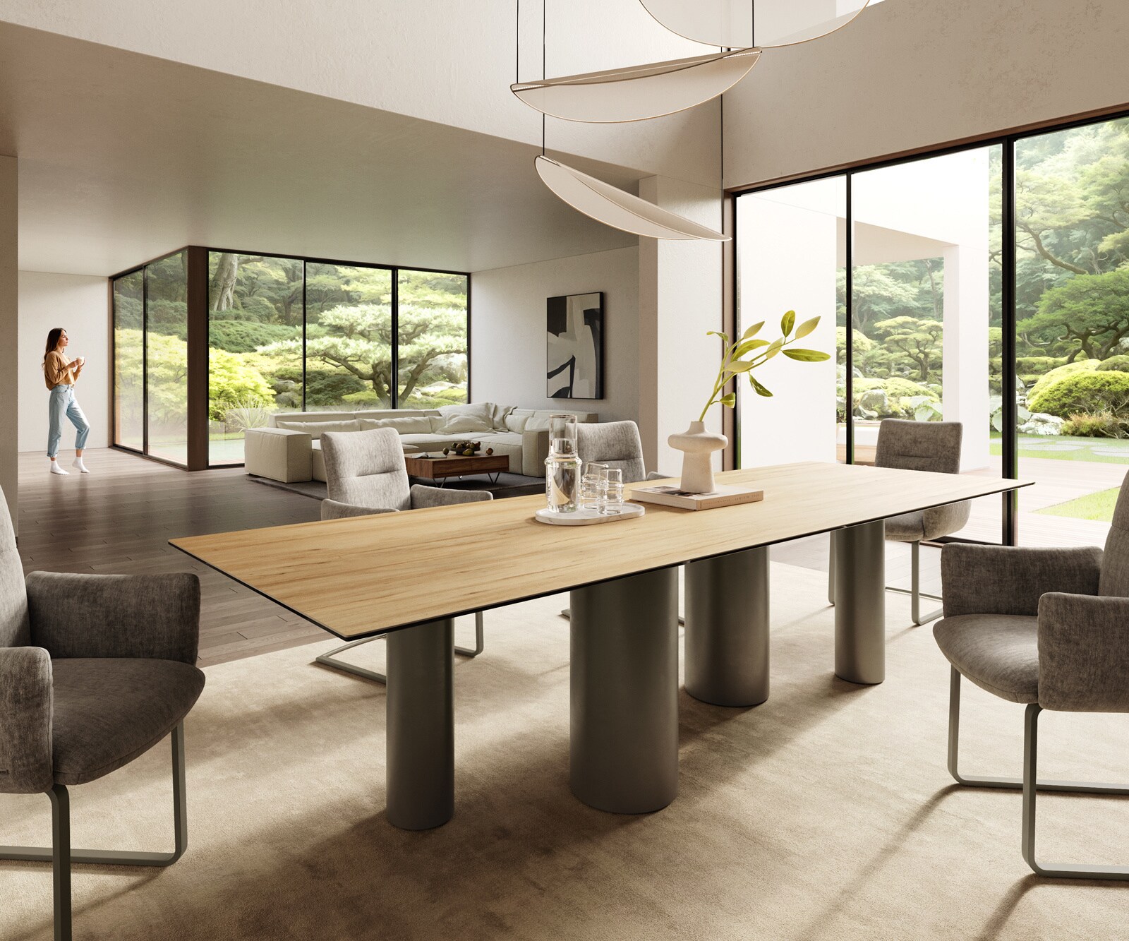 Esstisch Edge 300x100 Keramik Laminam® Sabbia Eichefarbig Pilier Metall Eff günstig online kaufen
