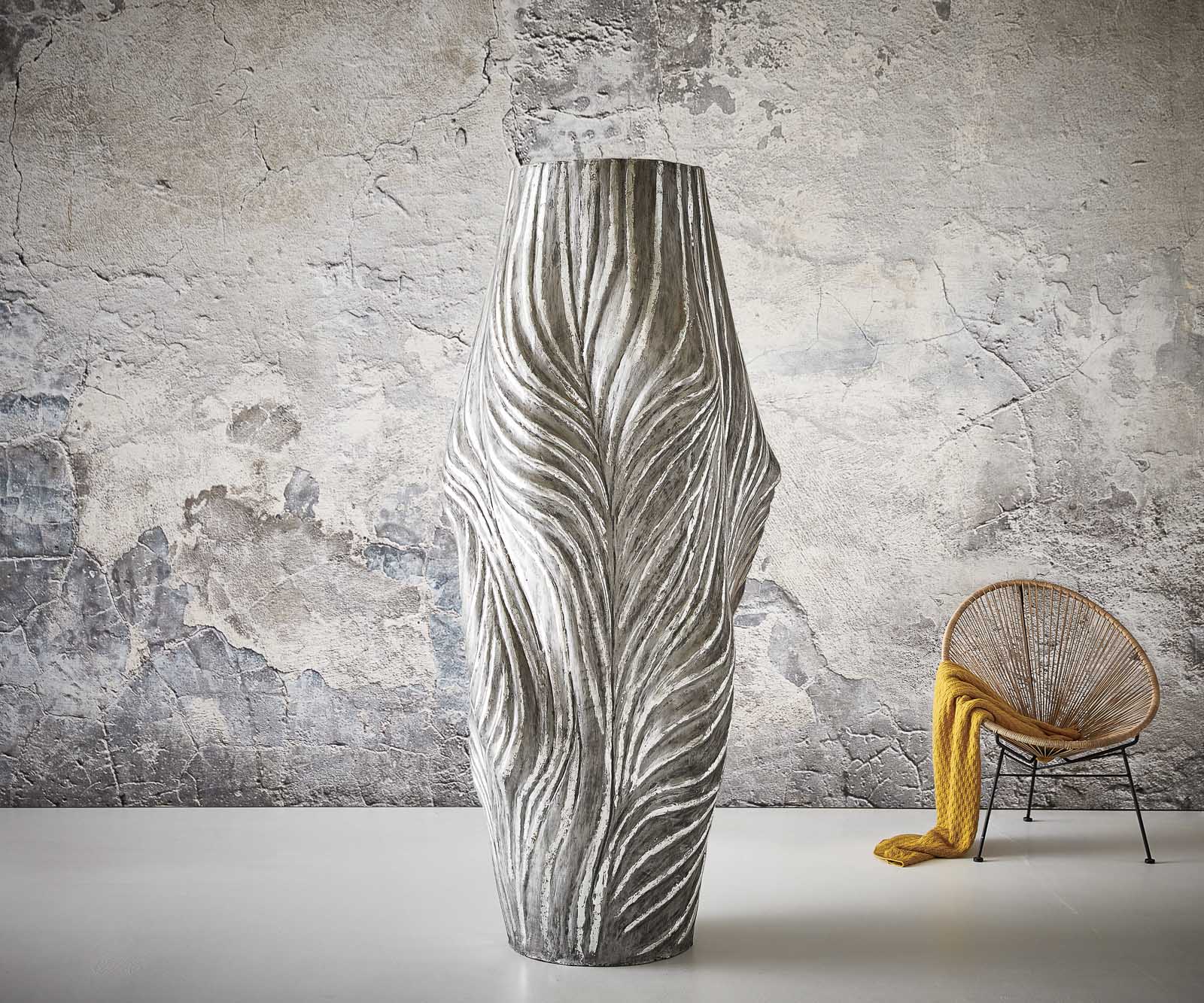 Vase Abstrakt 105x105x220 cm Beton Silber