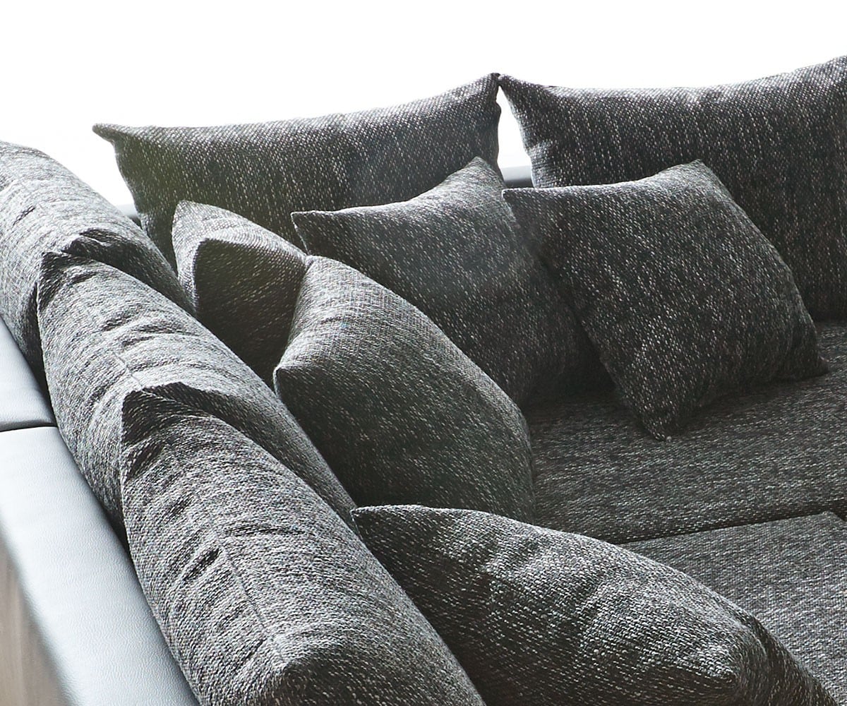 Ecksofa Clovis Schwarz modular Hocker Armlehne Ottomane Rechts 2