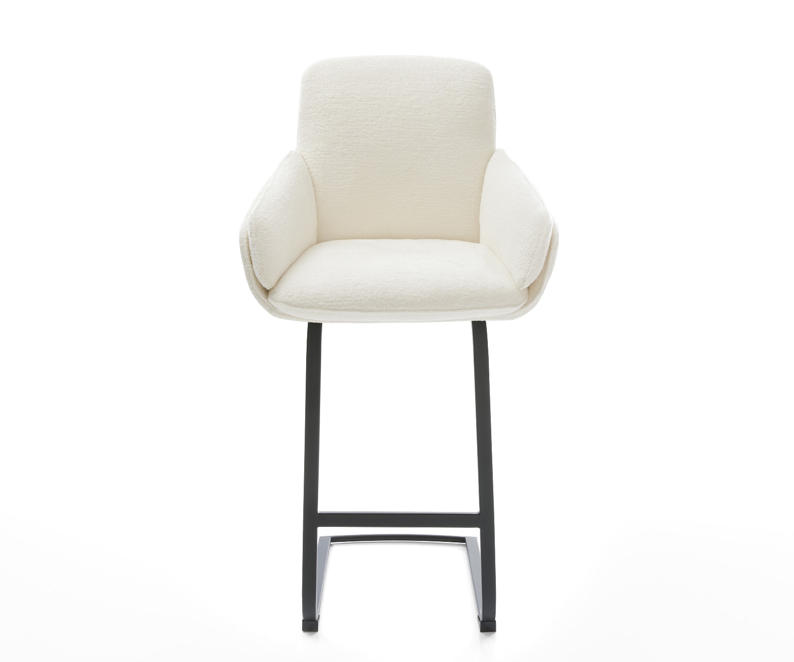 Barstuhl Luan-Flex Bouclé Soft Beige Freischwinger Flach Metall Schwarz 1