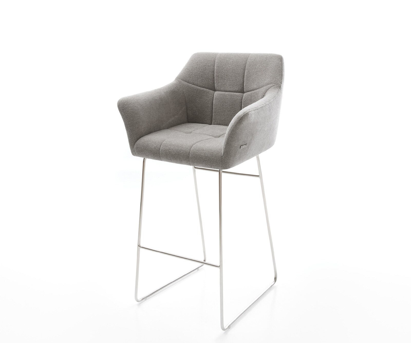 Barstuhl Yulo-Flex Strukturstoff Soft Grau Kufengestell Edelstahl Silberfarben 1