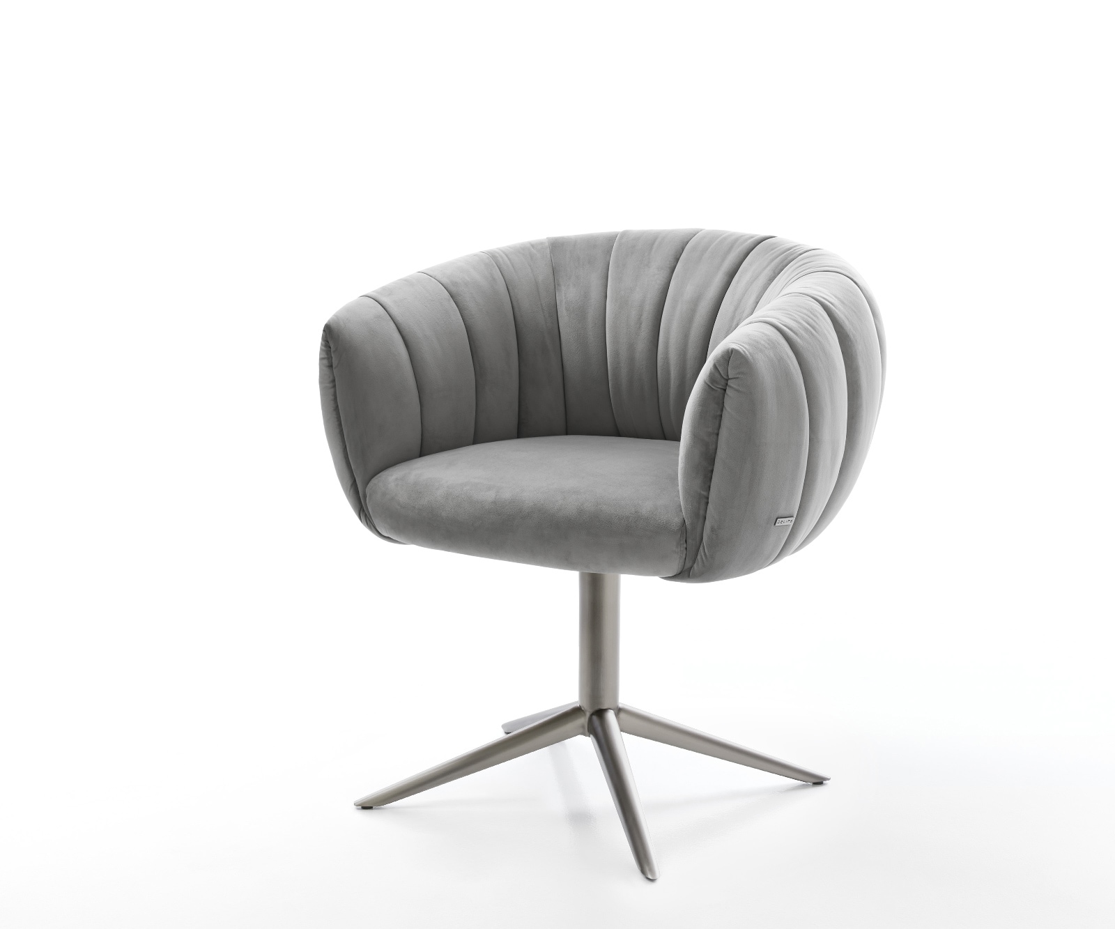 Drehstuhl Jada-Flex Samt Grau Fußkreuz Graphit 360° drehbar Wippfunktion Taschenfederkern