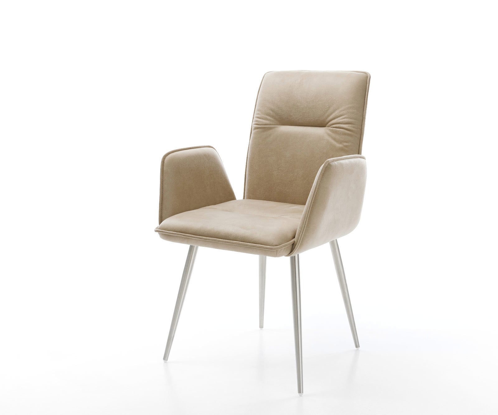 Esszimmerstuhl Vinja-Flex Mikrofaser Beige Vintage 4-Fuß konisch Edelstahl Esszimmerstuhl Vinja-Flex Mikrofaser Beige Vintage 4-Fuß konisch Edelstahl