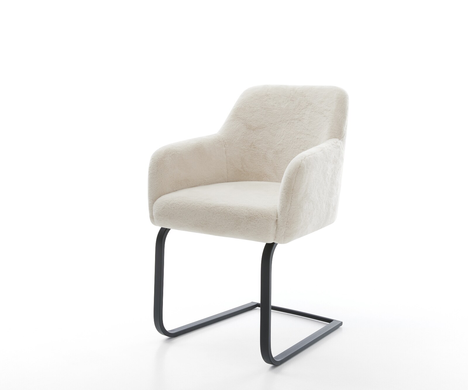 Freischwinger Greg-Flex Plüsch Creme-Weiß Freischwinger flach Schwarz Taschenfederkern 1