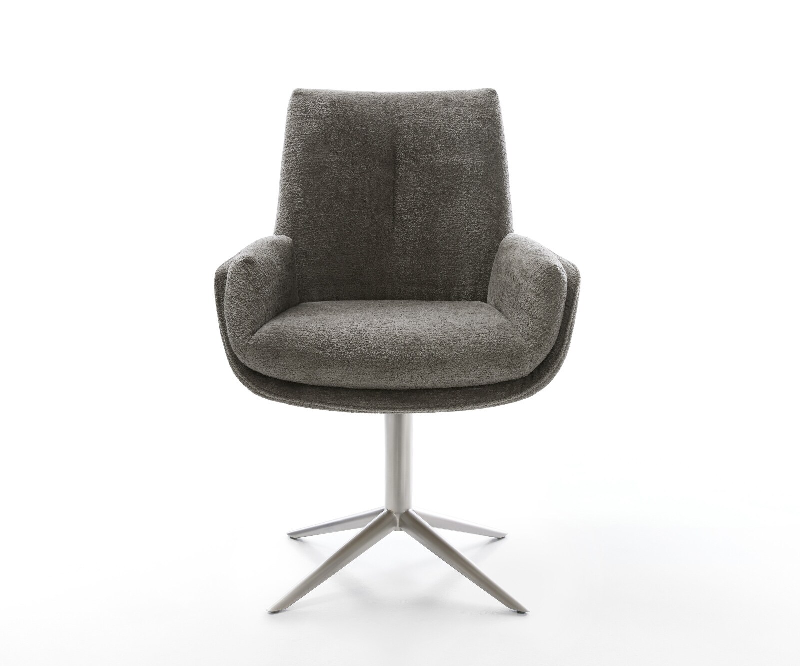 Drehstuhl Clea-Flex Bouclé Soft Schlamm Fußkreuz Edelstahl 360° drehbar Wippfunktion 1