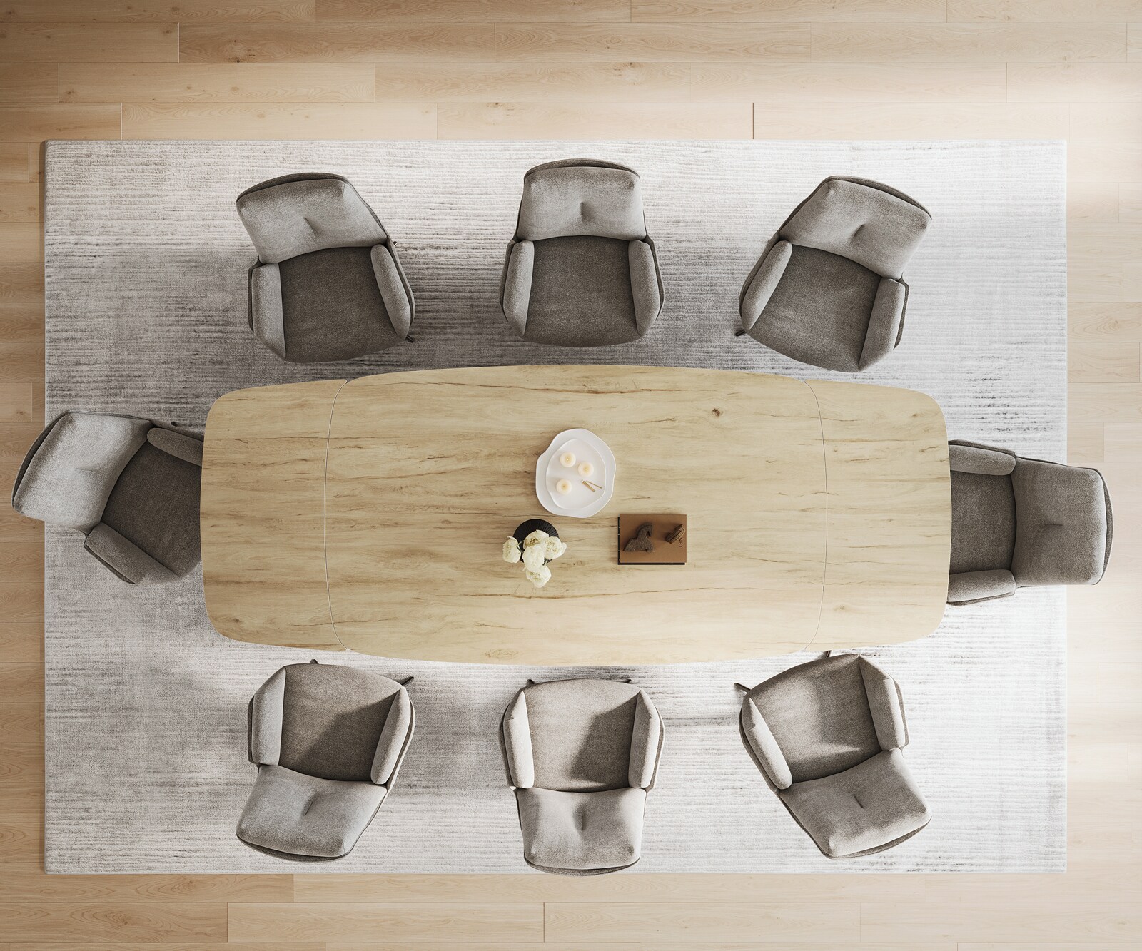 Esstisch Edge Boot 200-300x120 cm Keramik Laminam® Sabbia Eichefarbig Spider Flachstahl Edelstahl Graphit ausziehbar 6