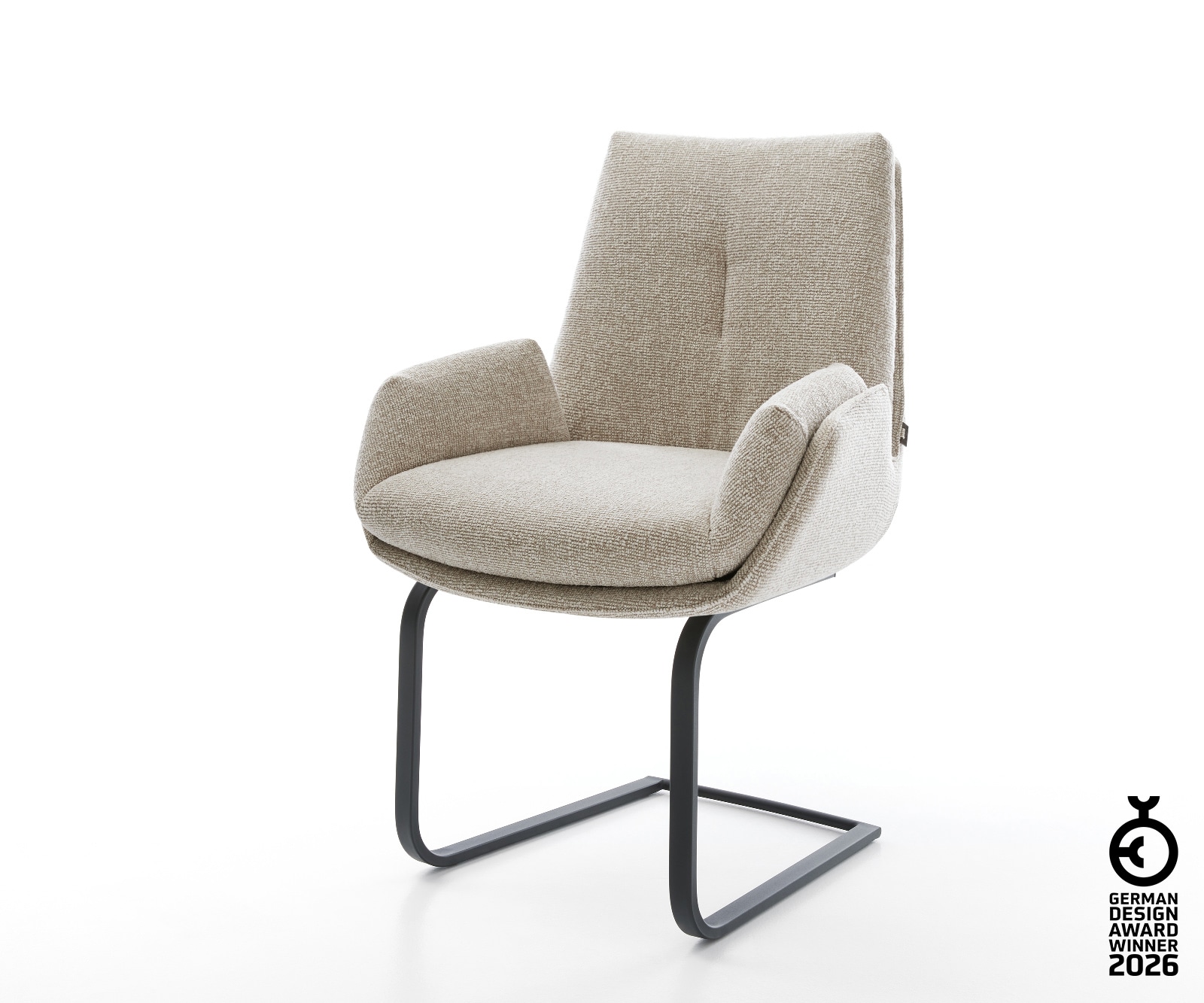 Freischwinger Clea-Flex Webstoff Soft Beige Freischwinger flach Schwarz günstig online kaufen