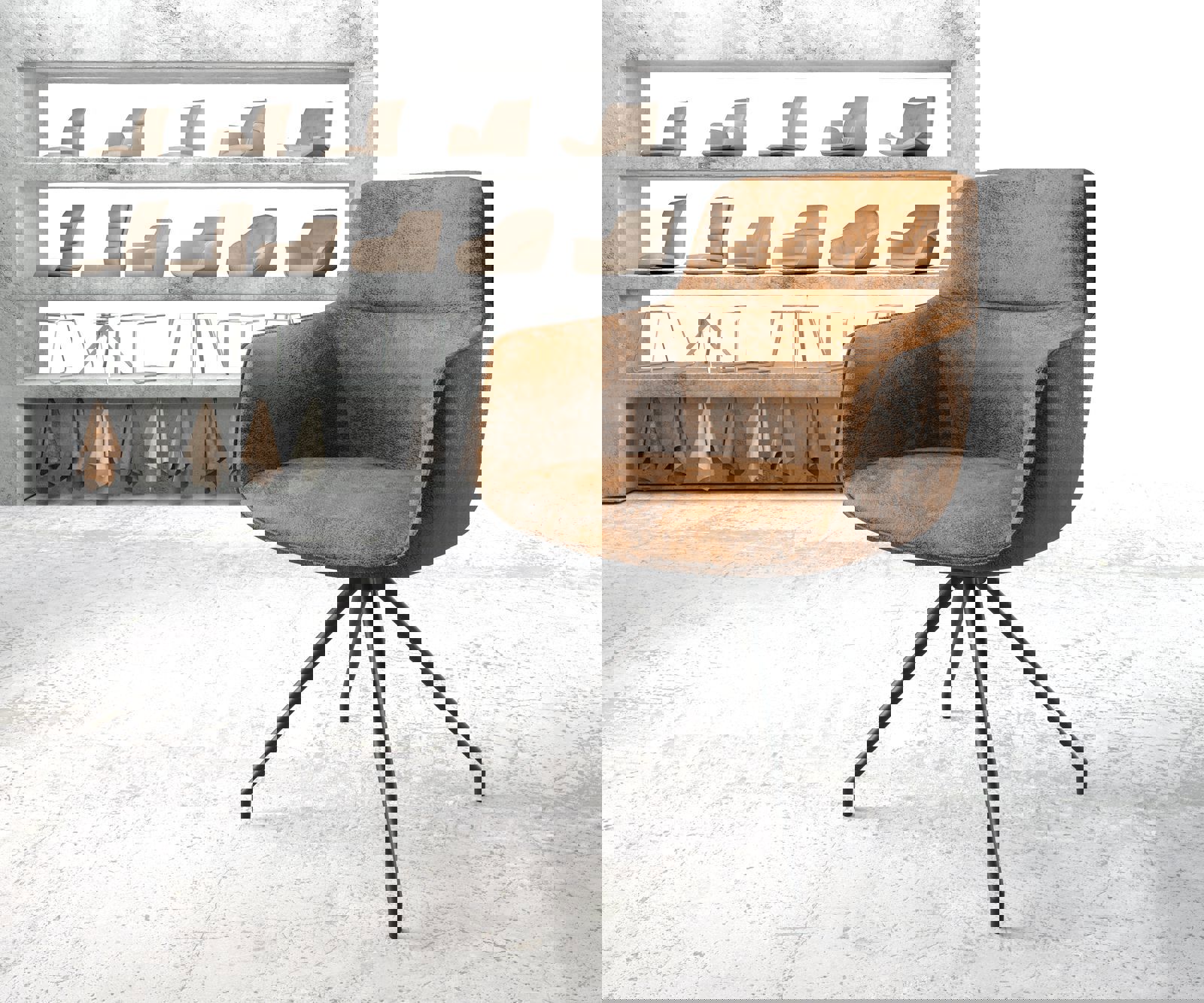 Drehstuhl Pejo-Flex Braun Antik Kreuzgestell konisch Schwarz 180° drehbar Drehstuhl Pejo-Flex Braun Antik Kreuzgestell konisch Schwarz 180° drehbar