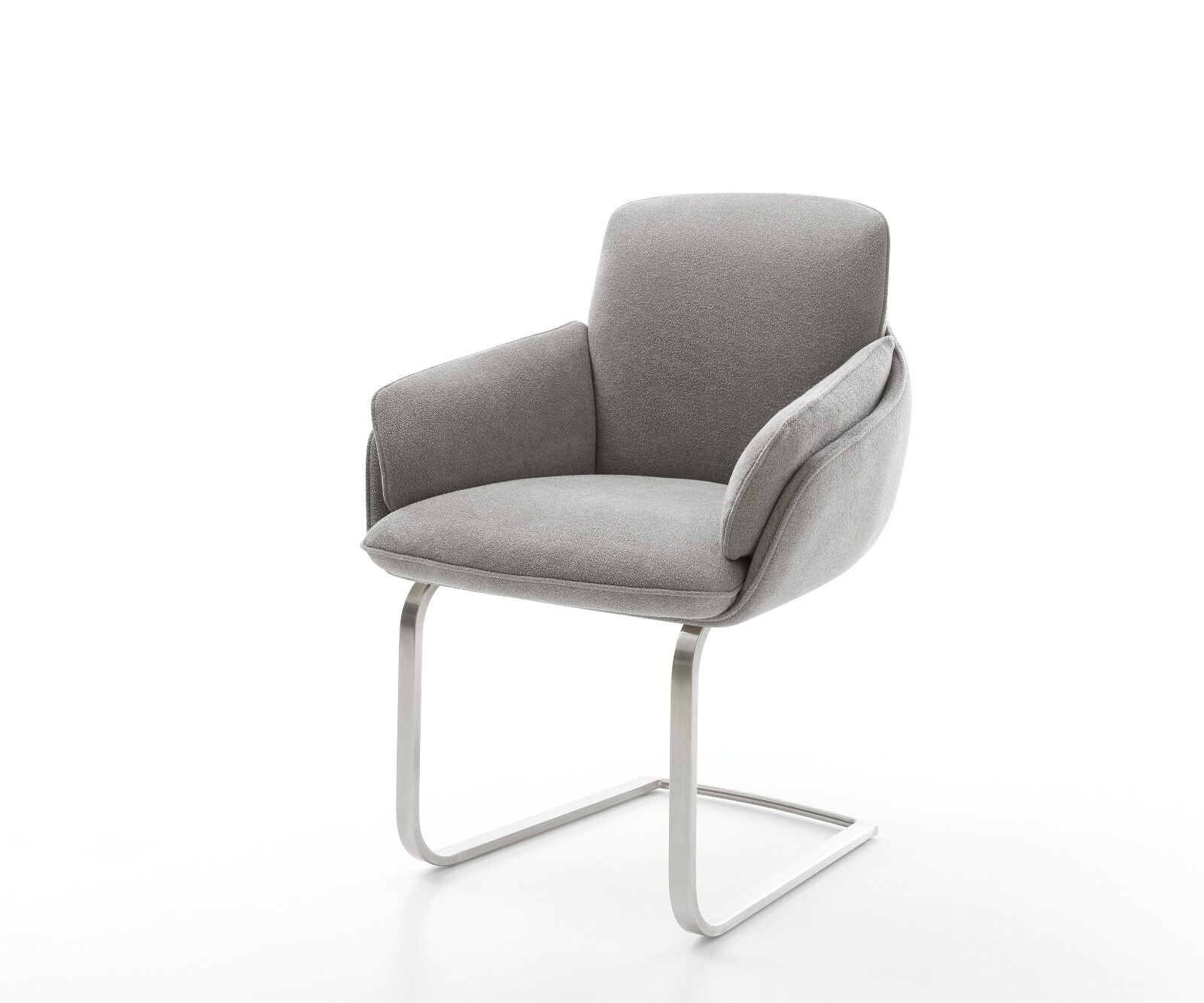 Freischwinger Luan-Flex mit Armlehnen Strukturstoff Soft Grau Freischwinger flach Edelstahl