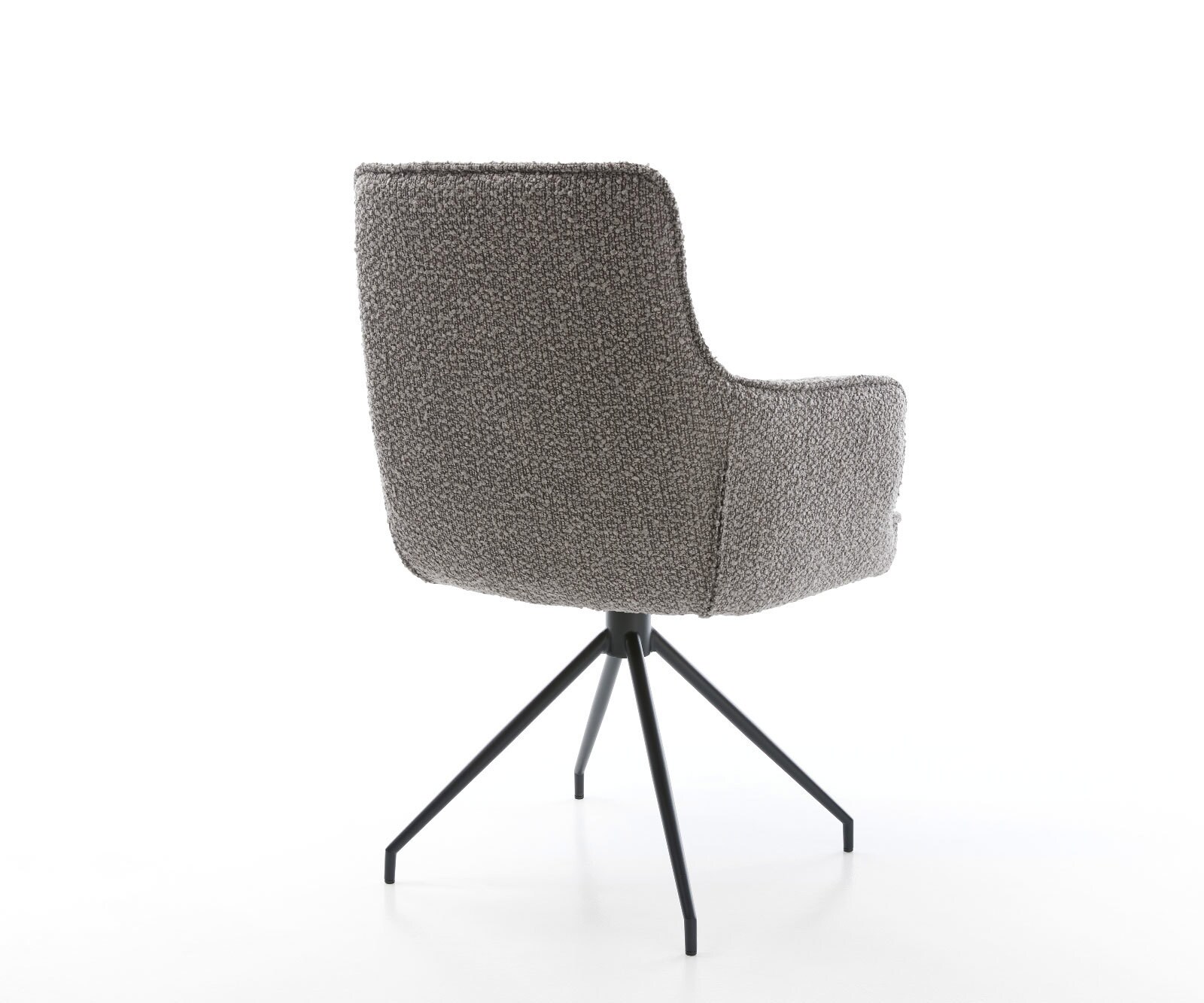 Drehstuhl Heira-Flex mit Armlehnen Bouclé Silbergrau Kreuzgestell konisch Schwarz 180° drehbar Taschenfederkern 4