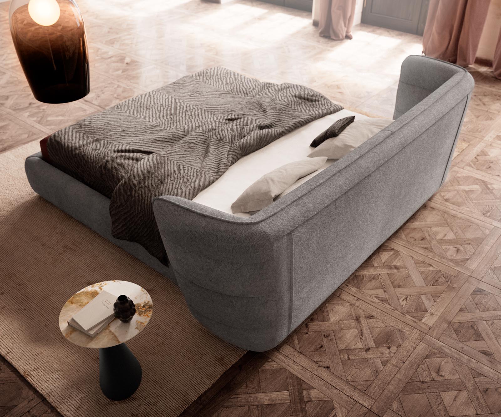 Polsterbettgestell Simea 180x200 cm Mikrofaser Grau 5 Polsterbettgestell Simea 180x200 cm Mikrofaser Grau 5