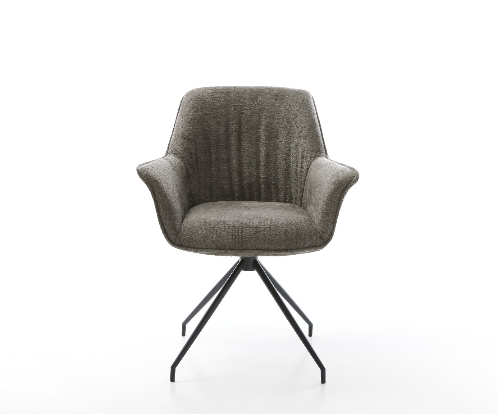 Esszimmerstuhl Keila-Flex mit Armlehnen Bouclé Soft Schlamm Kreuzgestell konisch Schwarz 2