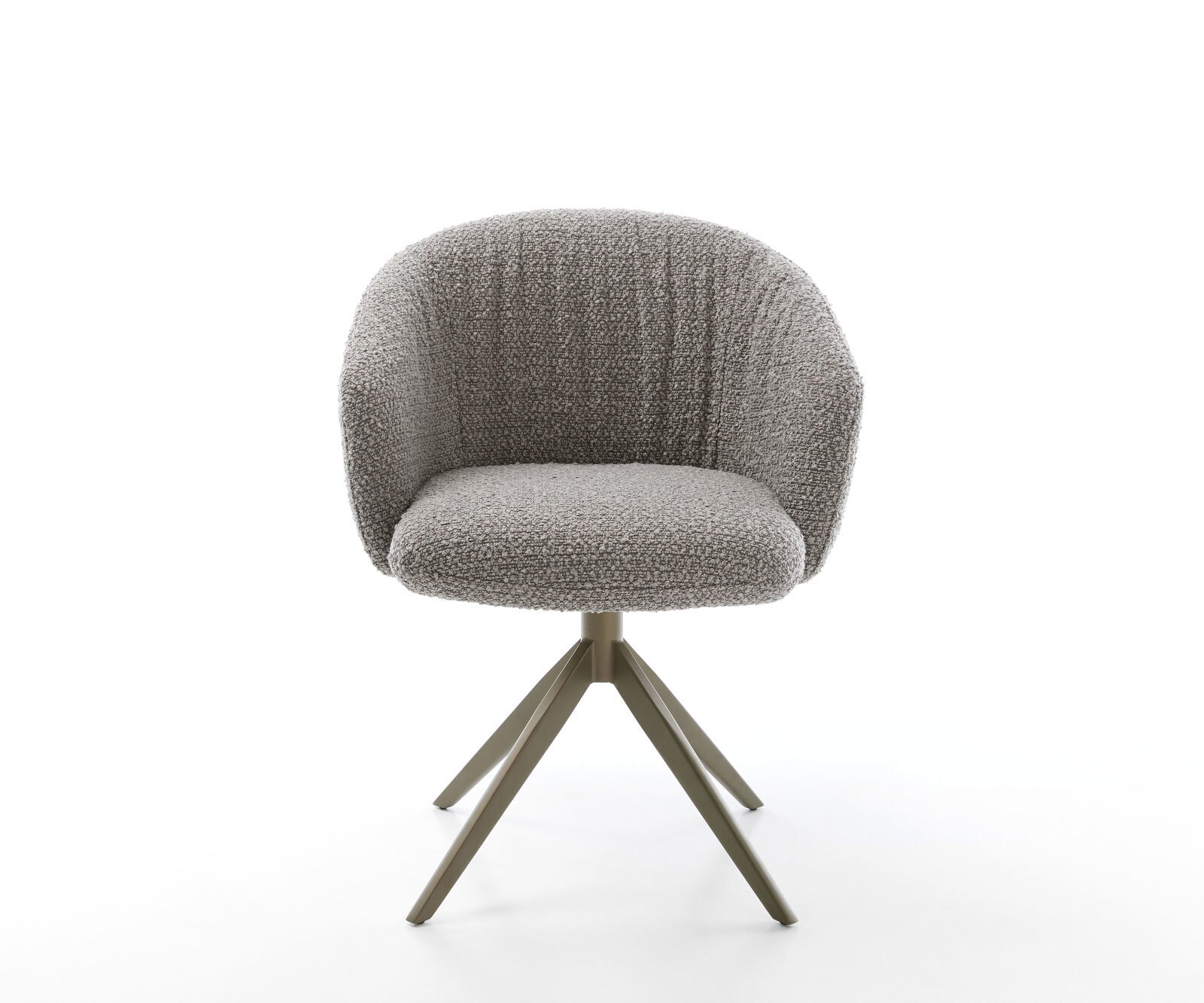 Drehstuhl Caja-Flex mit Armlehnen Bouclé Silbergrau Kreuzgestell breit Effektfinish Titan 360° drehbar Wippfunktion Taschenfederkern 1