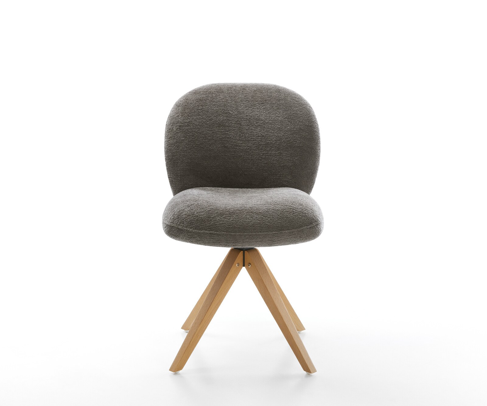 Drehstuhl Nube-Flex Bouclé Soft Schlamm Holzgestell kantig Natur 180° drehbar Taschenfederkern 2