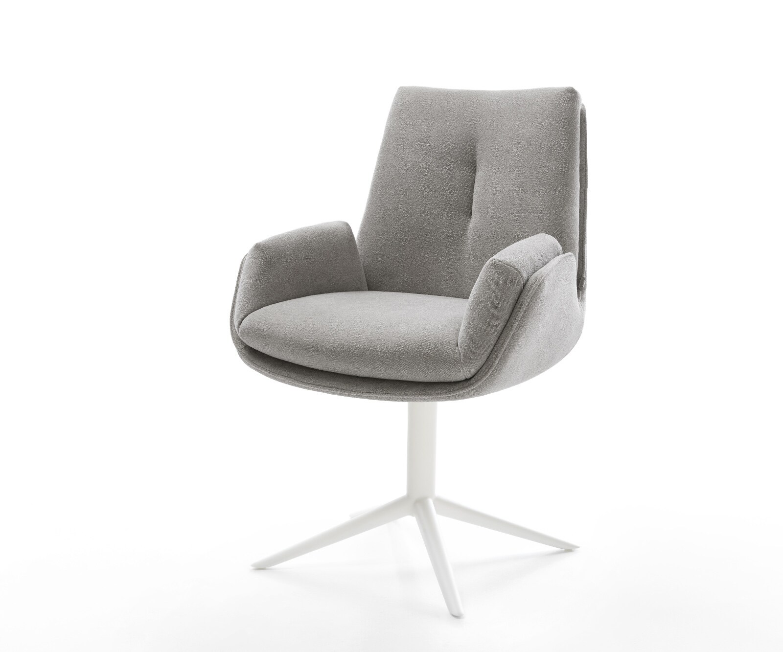 Drehstuhl Clea-Flex Strukturstoff Soft Grau Fußkreuz Weiß 360° drehbar Wipp günstig online kaufen