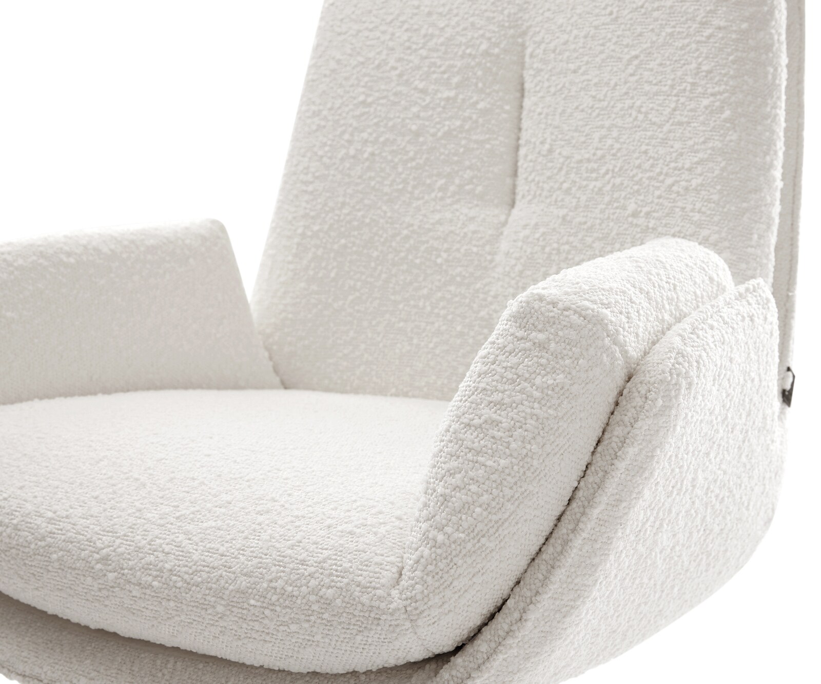 Drehstuhl Clea-Flex Bouclé Creme-Weiß Kreuzgestell breit Schwarz 360° drehbar Wippfunktion 3