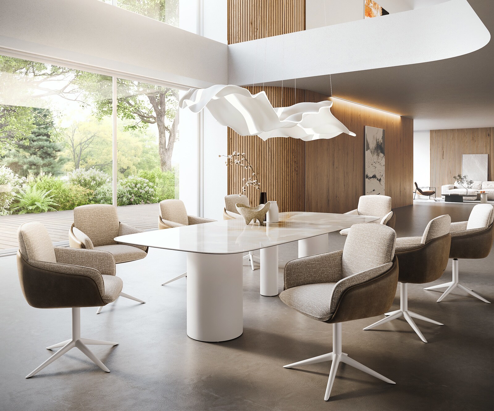 Esstisch Edge Boot 270x120 cm Keramik Iris FMG Onice Grigio Troa Metall Weiß 7