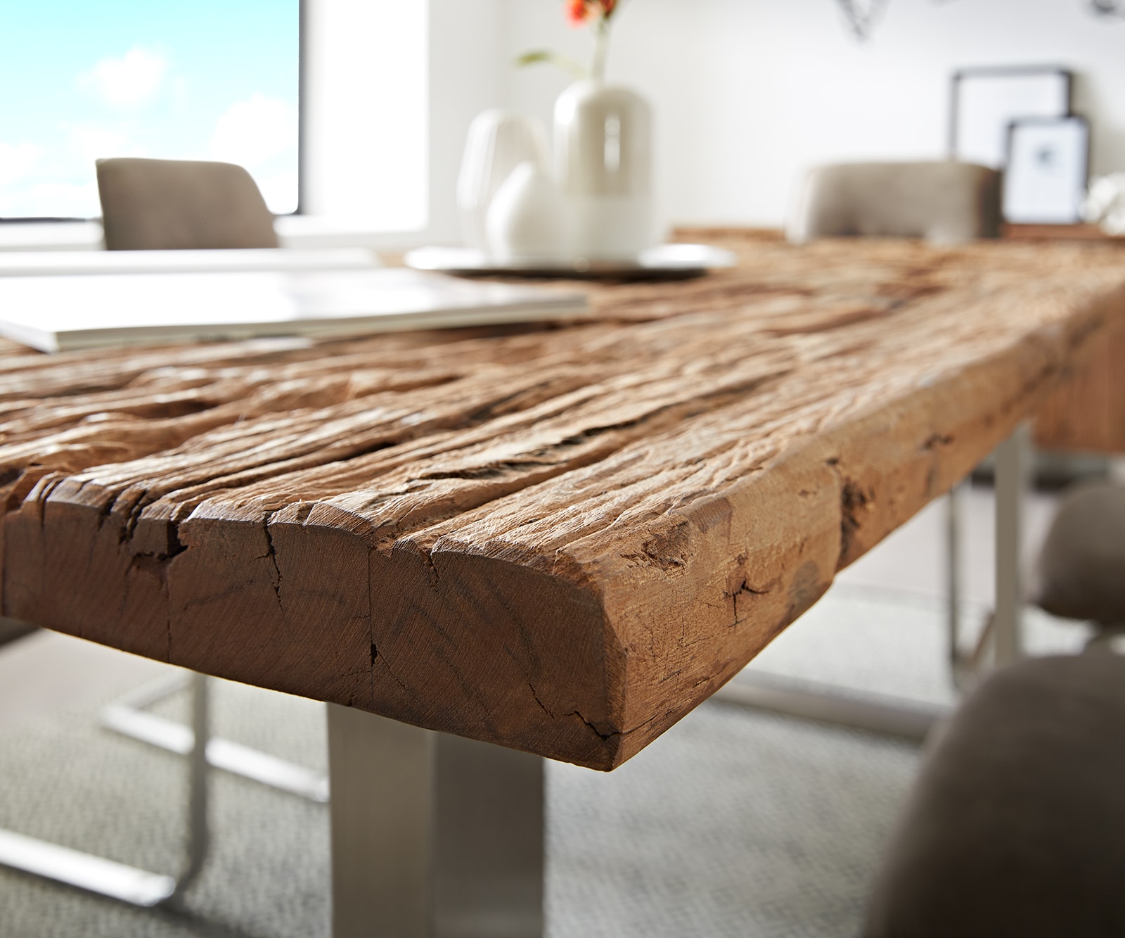 Esstisch Reclaimed 200x100 cm Vintage-Optik Edelstahl breit 4 Esstisch Reclaimed 200x100 cm Vintage-Optik Edelstahl breit 4