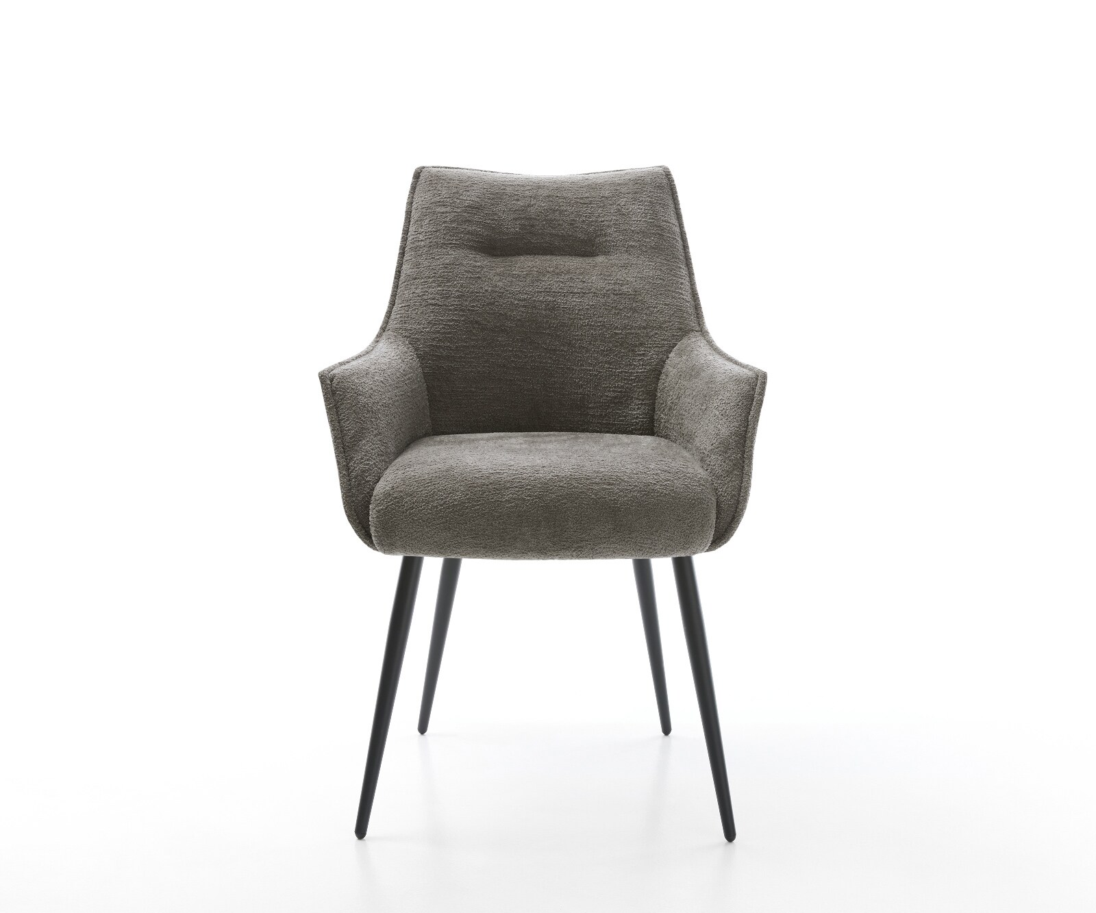 Esszimmerstuhl Alja-Flex mit Armlehnen Bouclé Soft Schlamm 4-Fuß konisch Schwarz Taschenfederkern 1