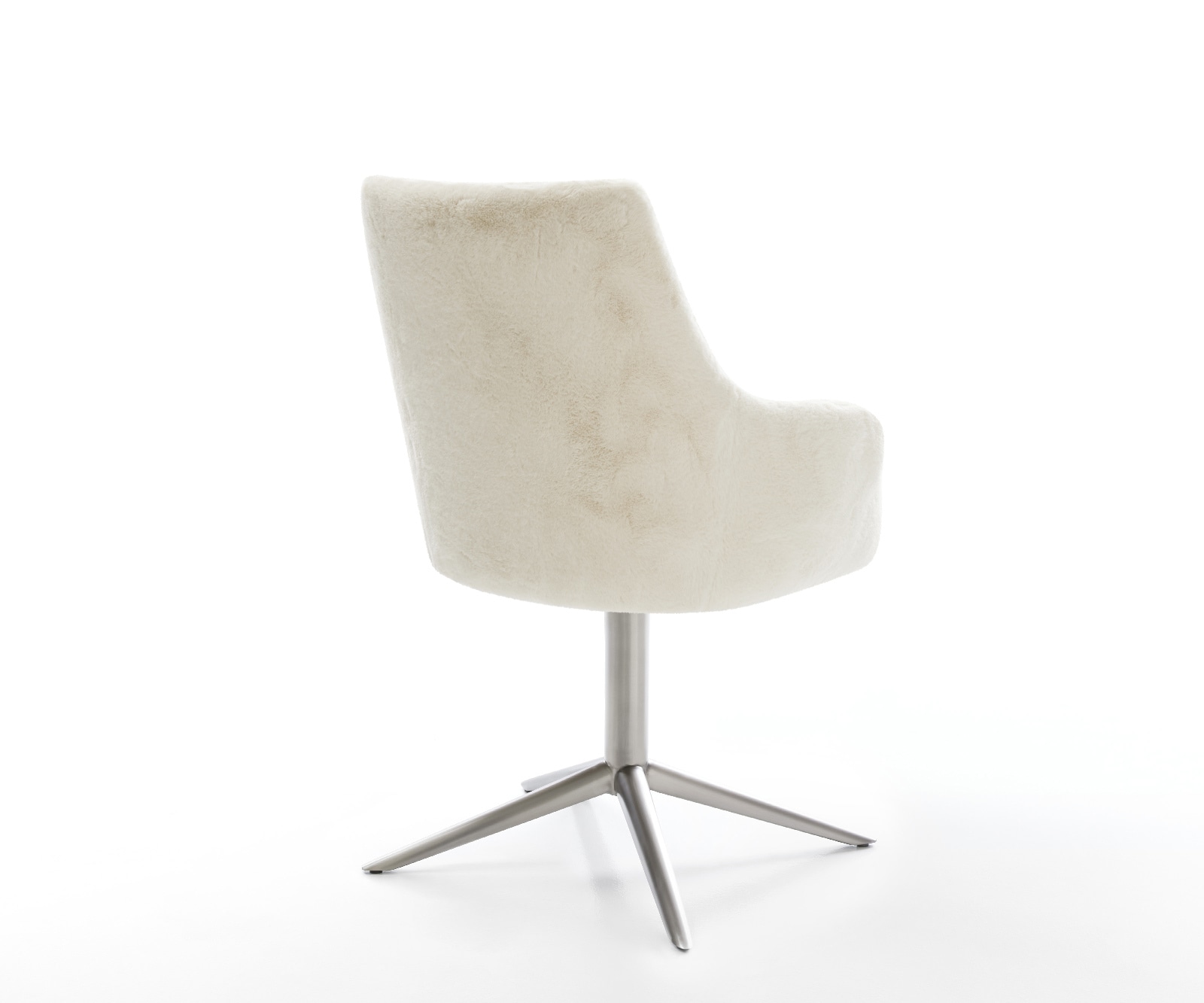 Drehstuhl Alja-Flex mit Armlehnen Plüsch Creme-Weiß Fußkreuz Edelstahl 360° drehbar Wippfunktion Taschenfederkern 5