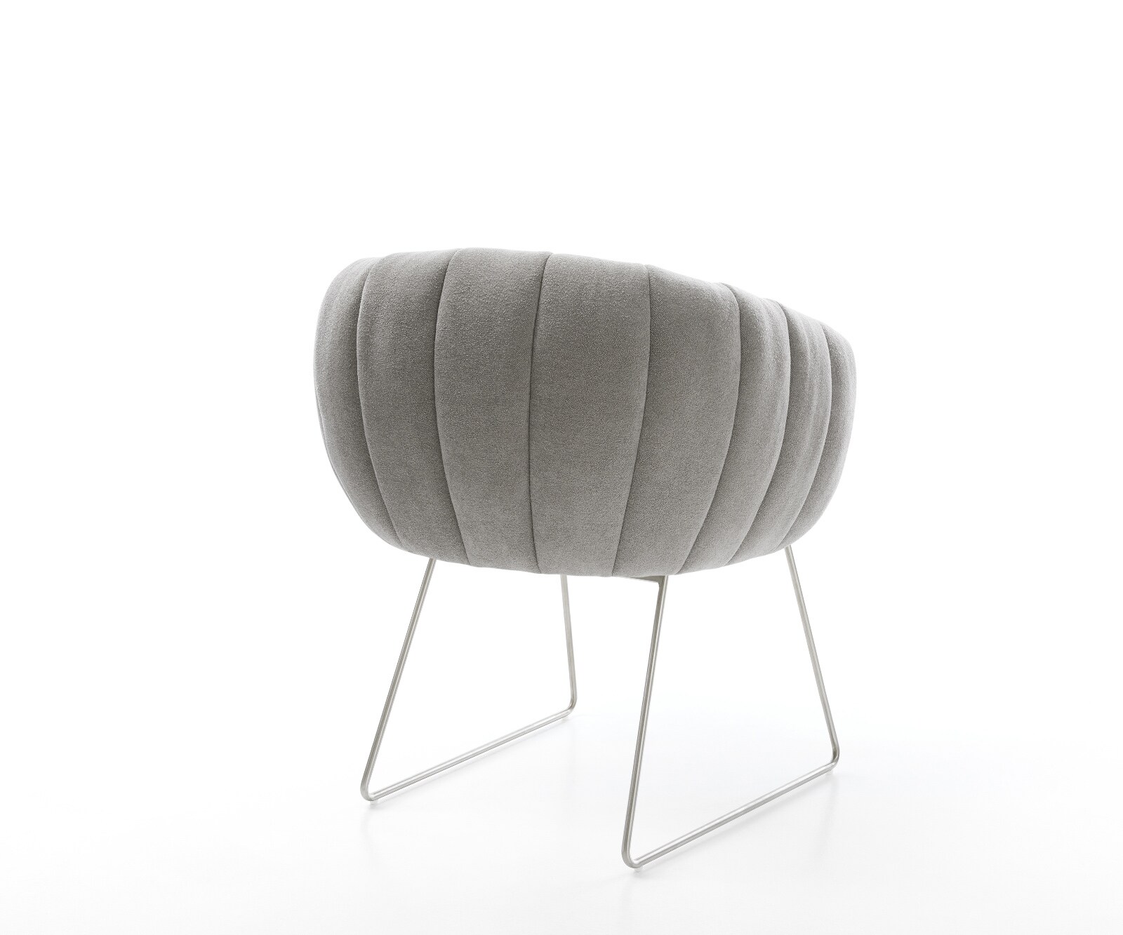 Esszimmerstuhl Jada-Flex Strukturstoff Soft Grau Kufengestell Edelstahl Taschenfederkern 4