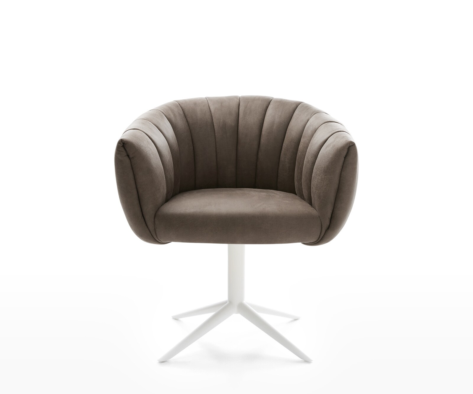 Drehstuhl Jada-Flex Mikrofaser Taupe Vintage Fußkreuz Weiß 360° drehbar Wippfunktion Taschenfederkern 1