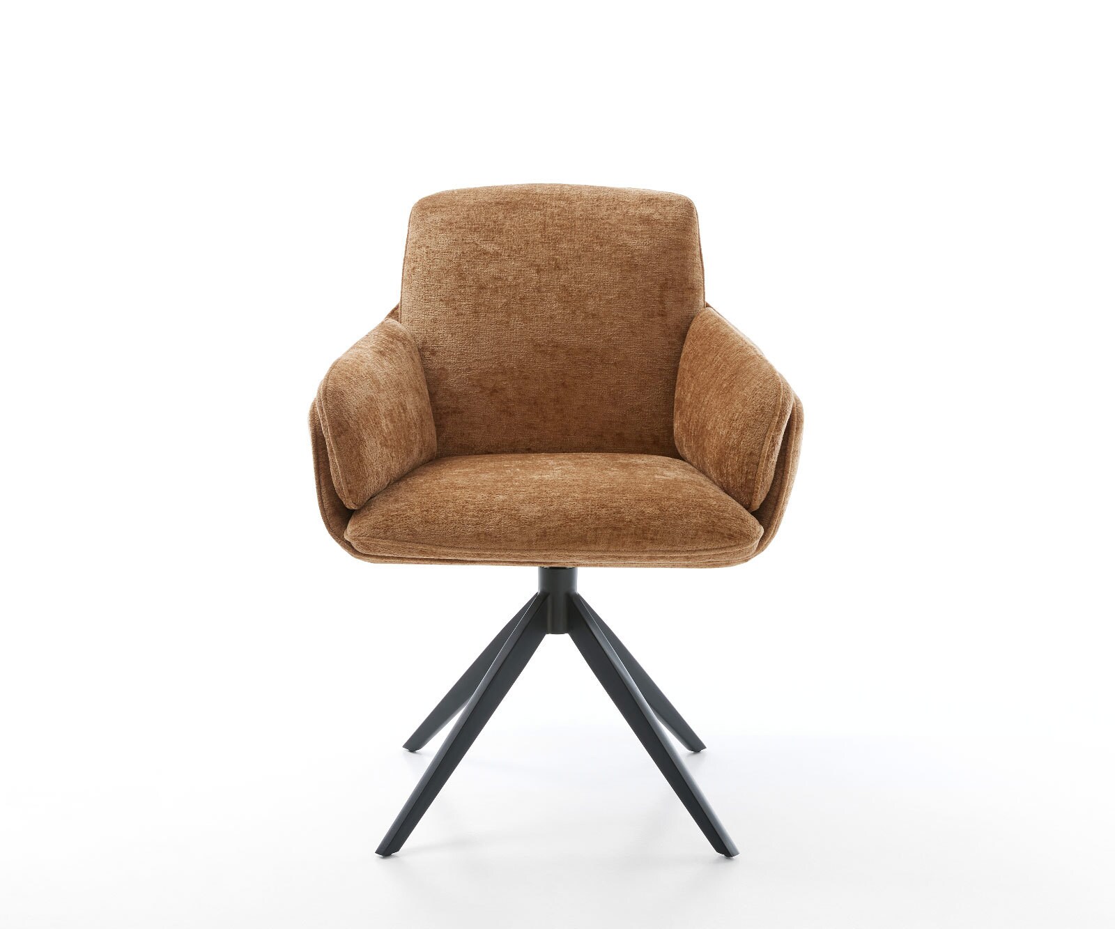 Drehstuhl Luan-Flex mit Armlehnen Chenille Rost Kreuzgestell breit Schwarz 360° drehbar Wippfunktion 1