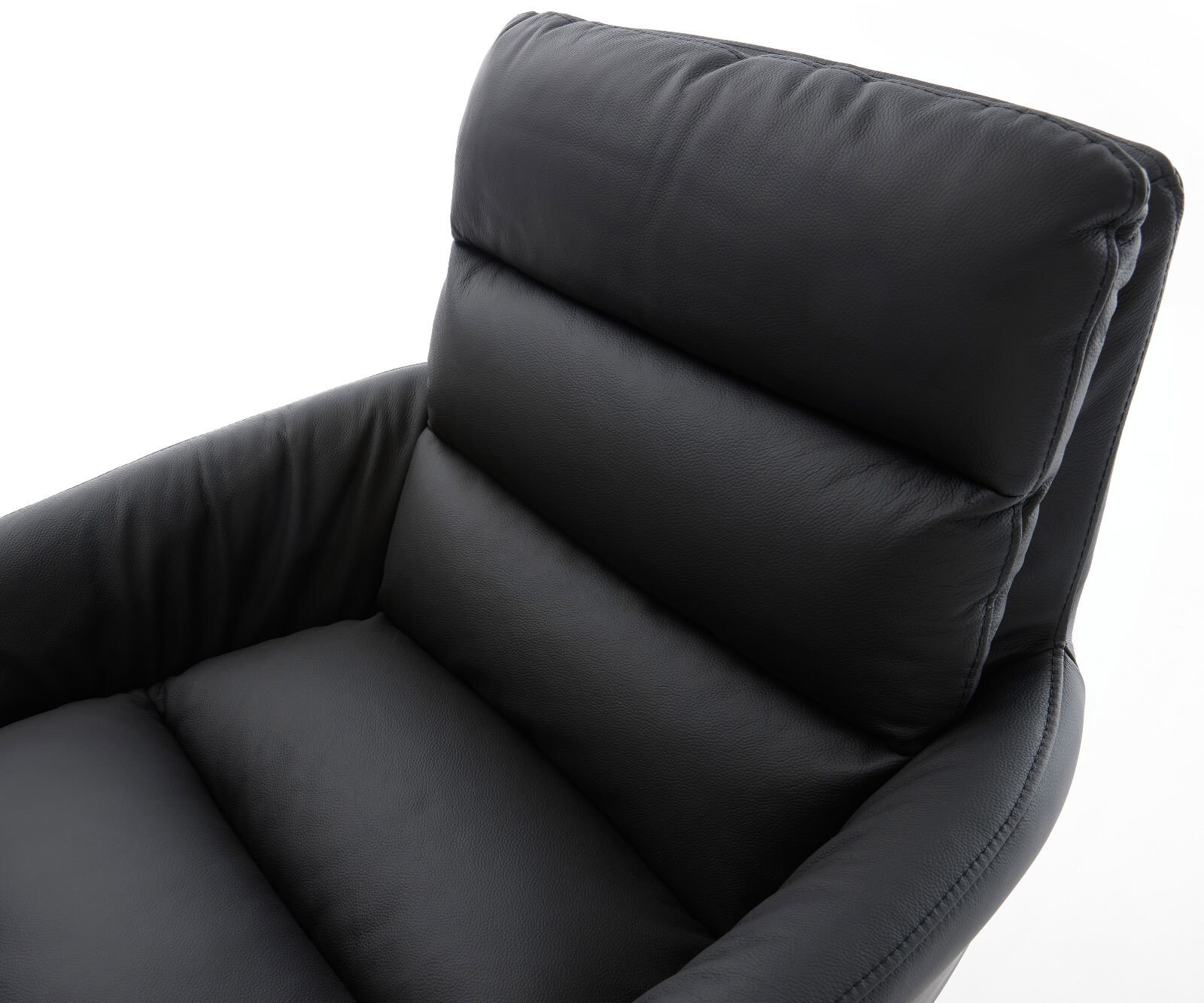 Freischwinger Abelia-Flex mit Armlehnen Echt-Leder Schwarz Freischwinger rund Schwarz 4
