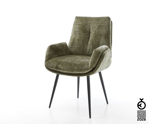 Esszimmerstuhl Clea-Flex Chenille Olive 4-Fuß konisch Schwarz