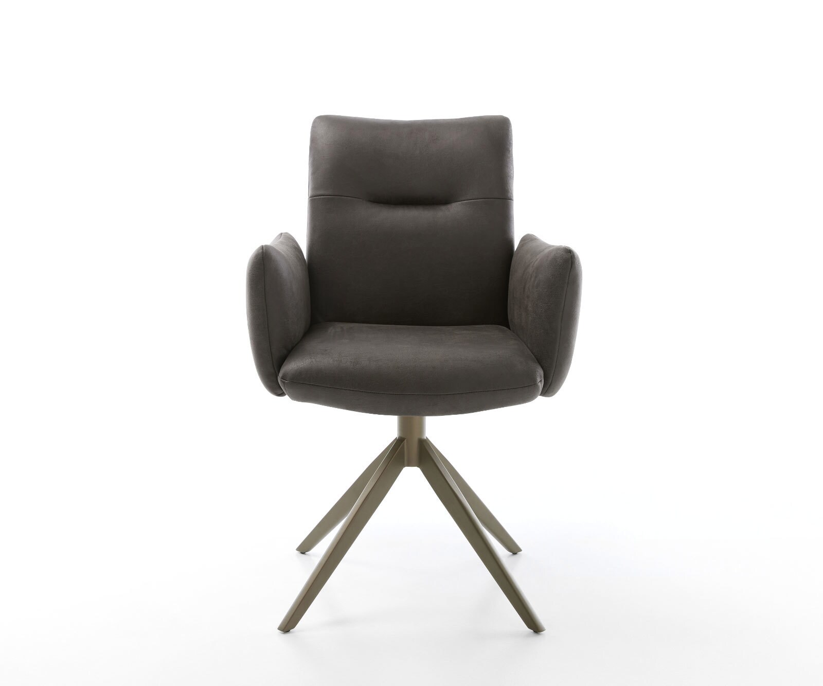 Drehstuhl Jova-Flex mit Armlehnen Mikrofaser Anthrazit Vintage Kreuzgestell breit Effektfinish Titan 360° drehbar Wippfunktion Taschenfederkern 2