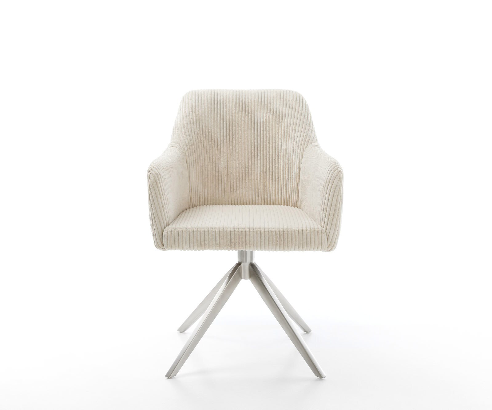 Drehstuhl Greg-Flex Cord Beige Kreuzgestell breit Edelstahl 360° drehbar Wippfunktion Taschenfederkern 1