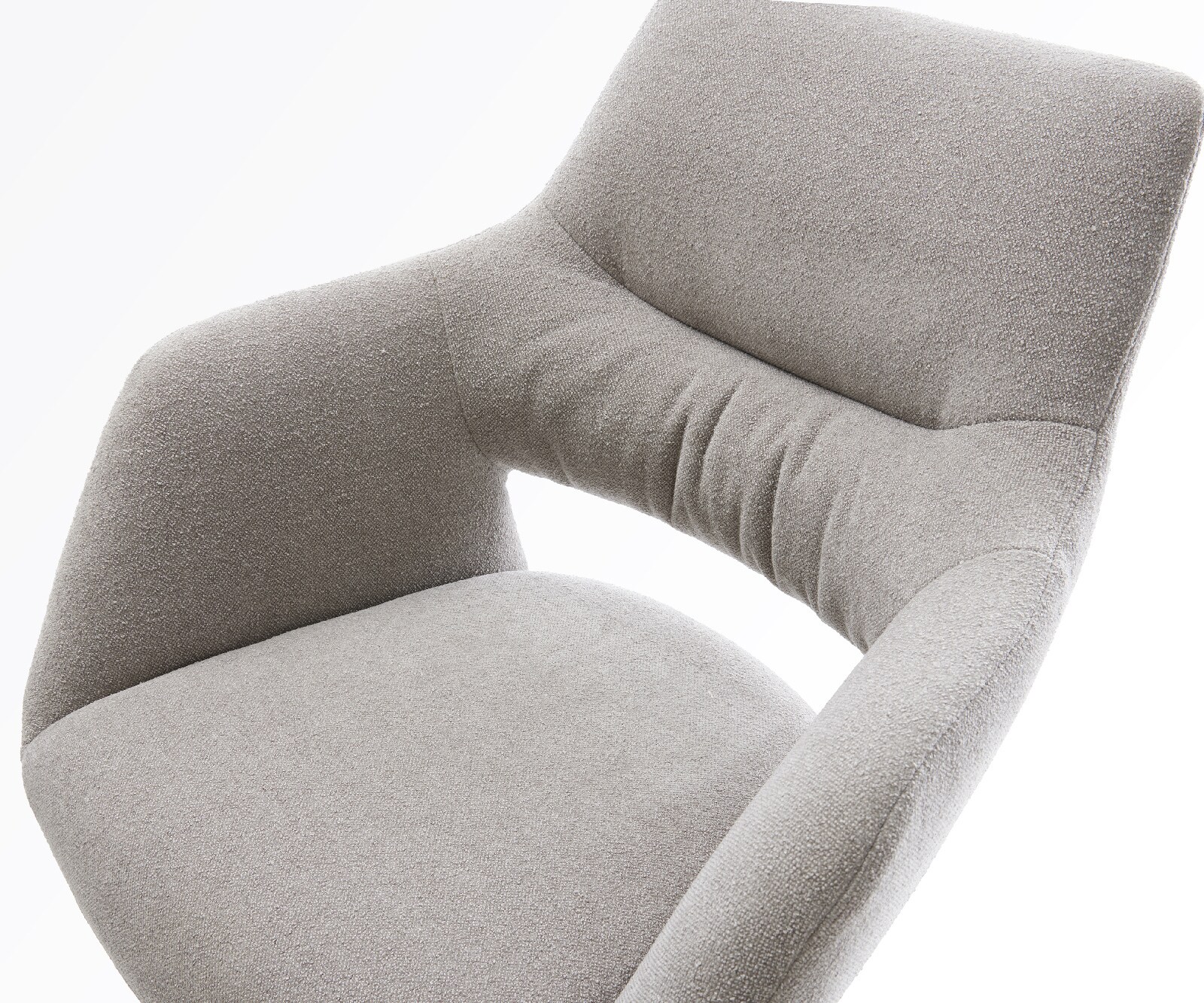 Barstuhl Yago-Flex Strukturstoff Soft Grau Drehfuß höhenverstellbar Edelstahl Silberfarben Taschenfederkern 3