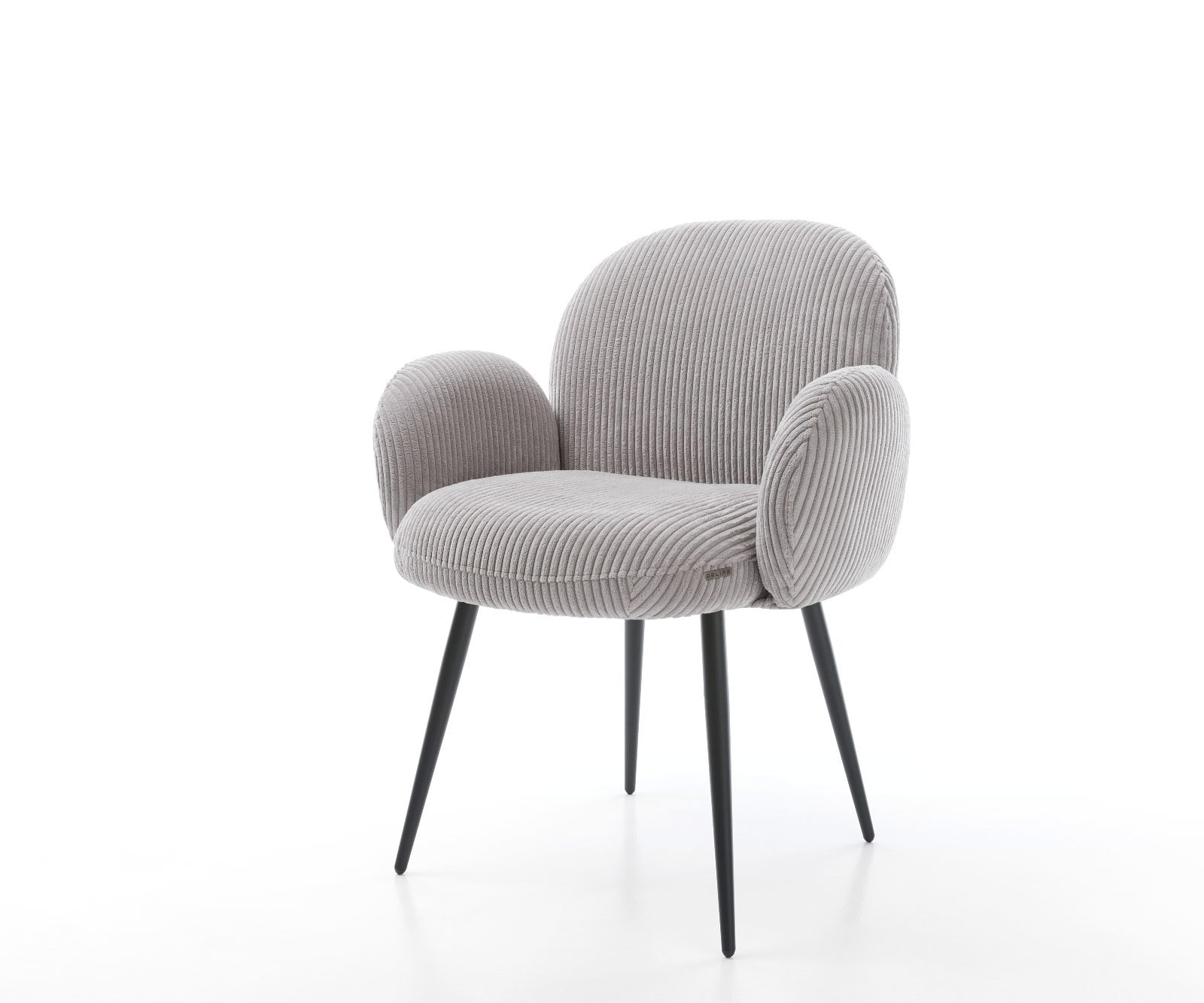 Esszimmerstuhl Nube-Flex mit Armlehnen Cord Silbergrau 4-Fuß konisch Schwarz Taschenfederkern Esszimmerstuhl Nube-Flex mit Armlehnen Cord Silbergrau 4-Fuß konisch Schwarz Taschenfederkern