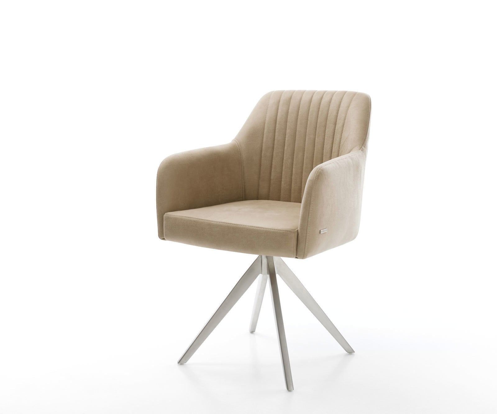 Esszimmerstuhl Greg-Flex Mikrofaser Beige Vintage Kreuzgestell kantig Edelstahl Taschenfederkern Esszimmerstuhl Greg-Flex Mikrofaser Beige Vintage Kreuzgestell kantig Edelstahl Taschenfederkern