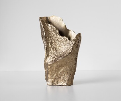 Vase Cavira B29 x T16 x H48 cm Aluminium Champagner Handgemacht