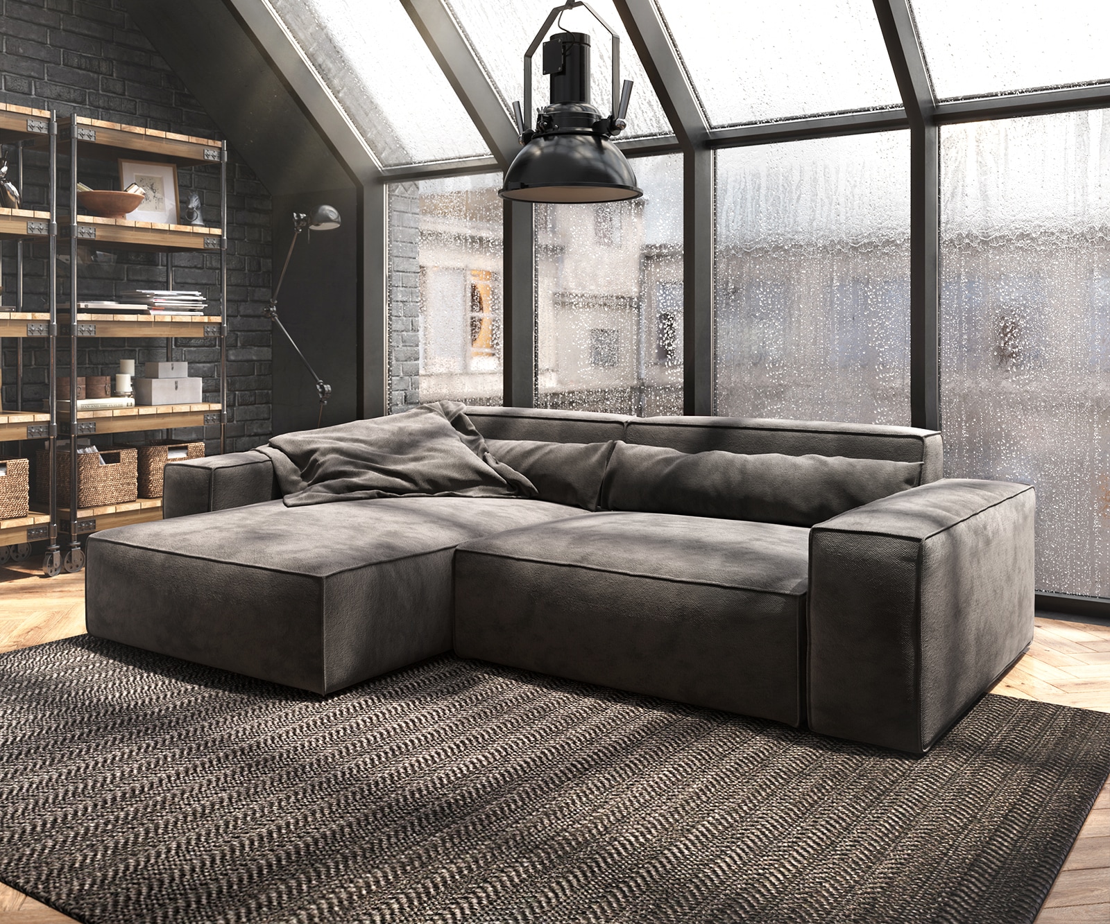 Ecksofa Sirpio XL 270x170 cm Mikrofaser Khakibraun Recamiere variabel Ecksofa Sirpio XL 270x170 cm Mikrofaser Khakibraun Recamiere variabel