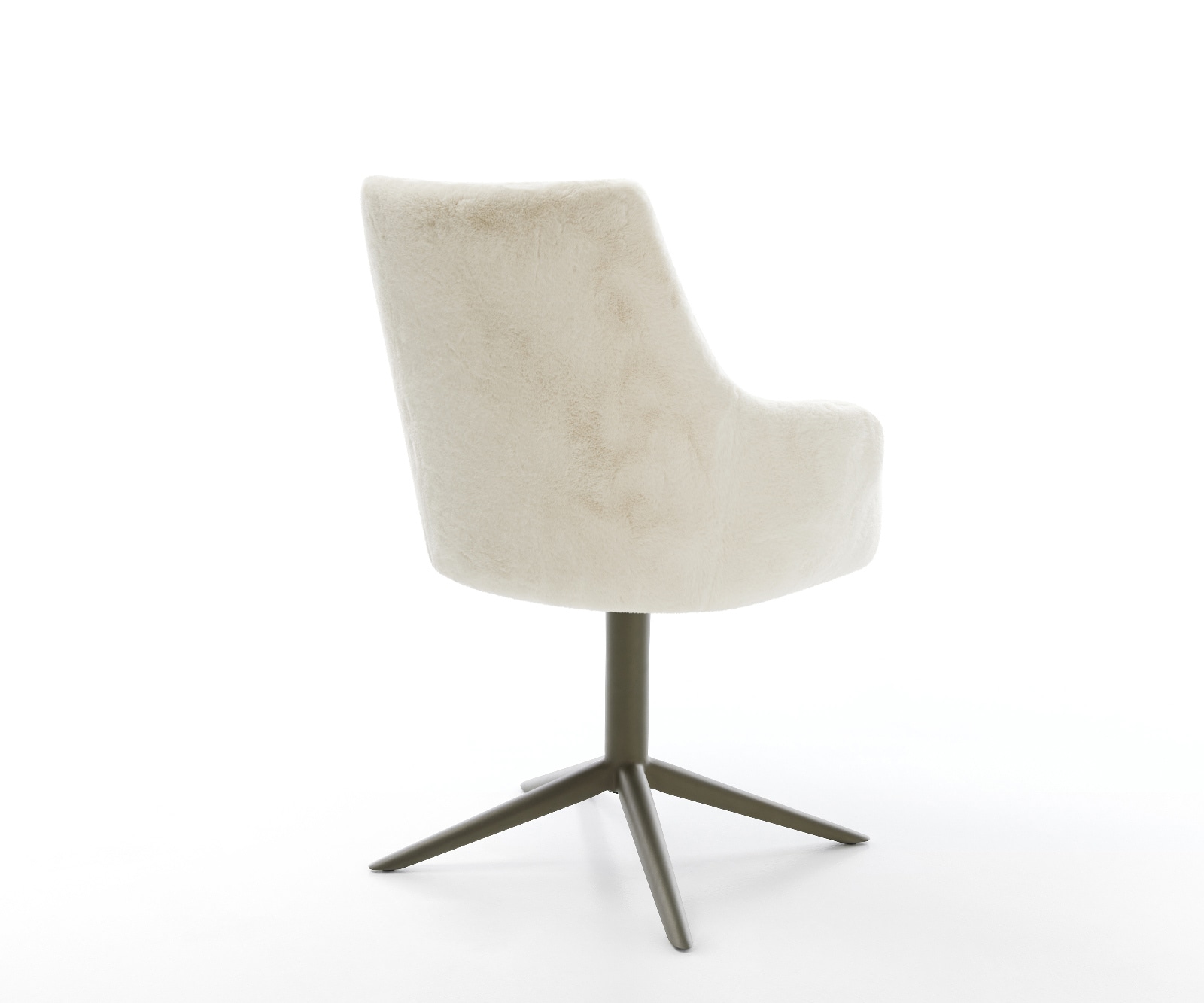 Drehstuhl Alja-Flex mit Armlehnen Plüsch Creme-Weiß Fußkreuz Effektfinish Titan 360° drehbar Wippfunktion Taschenfederkern 5