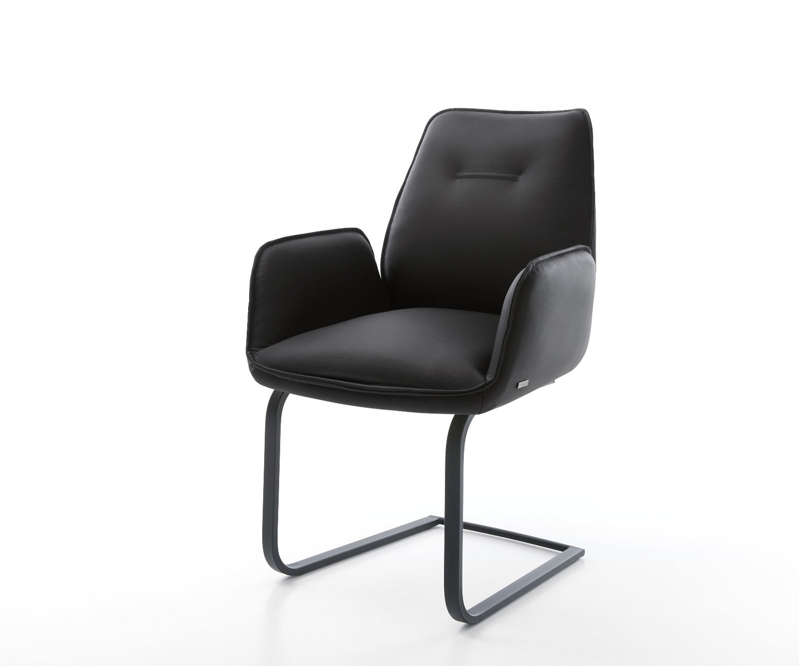 Delife Freischwinger Zoa-Flex Echt-Leder Schwarz Freischwinger Flach Schwarz Taschenfederkern