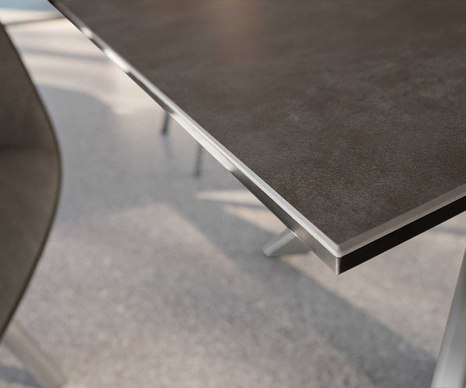 Esstisch Daven 160/200x90 cm Keramik Braun Edelstahl ausziehbar 6