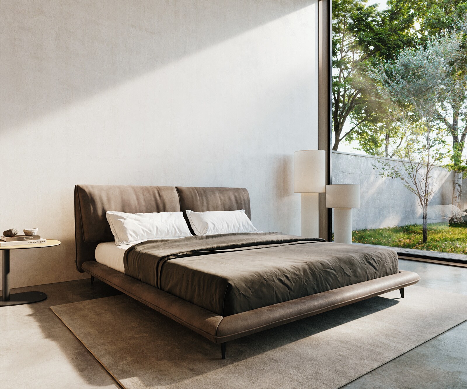 Polsterbettgestell Cusino 180x200 cm Mikrofaser Taupe Vintage günstig online kaufen