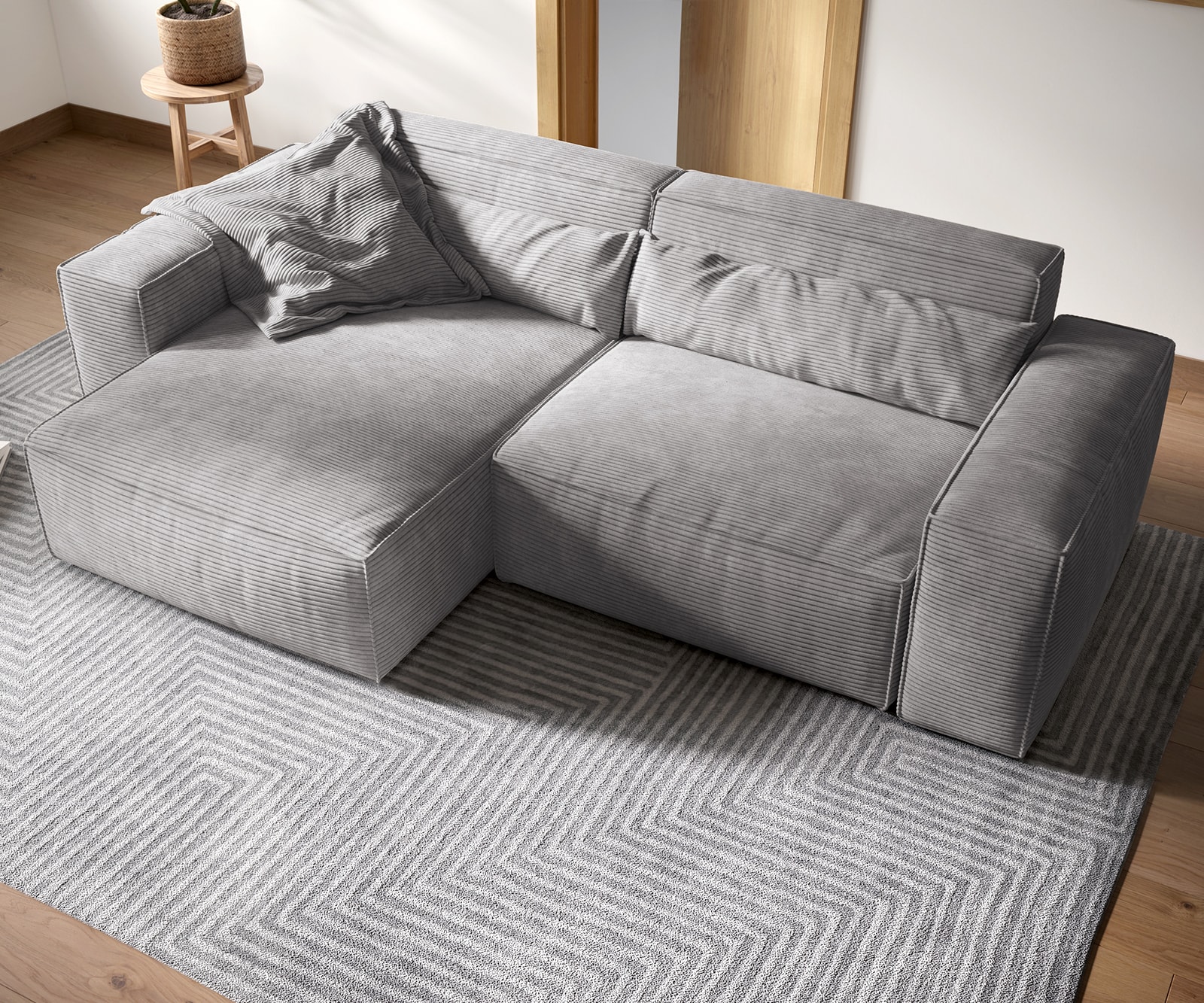 Ecksofa Sirpio XL 270x170 cm Cord Silbergrau Recamiere variabel 4