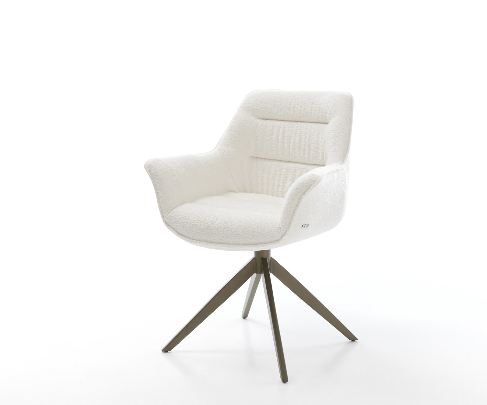 Chaise-pivotante Kaira-Flex bouclé doux beige pied croisé large aspect titane pivotement sur 360° fonction bascule